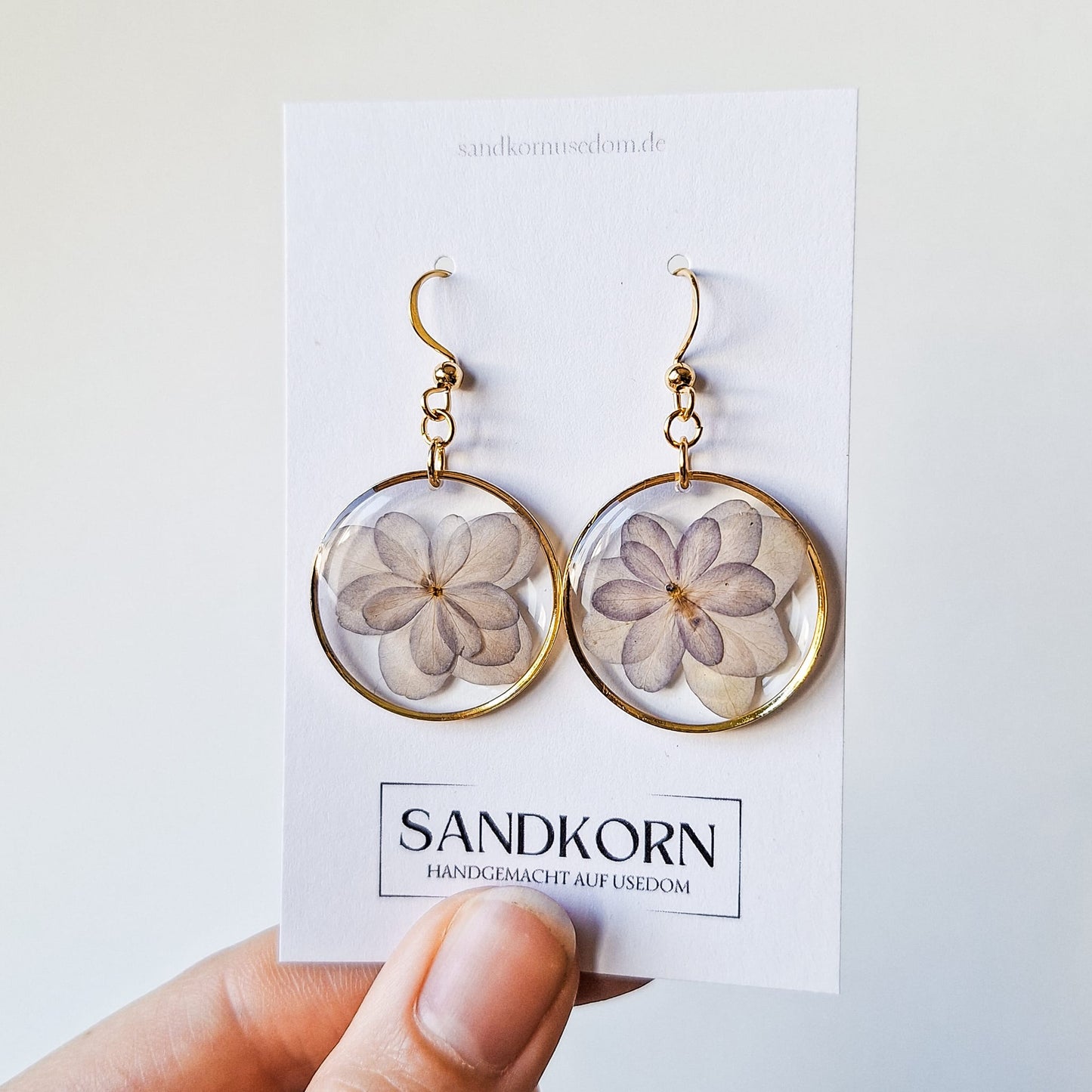 Ohrringe mit Hortensie - SANDKORN Usedom