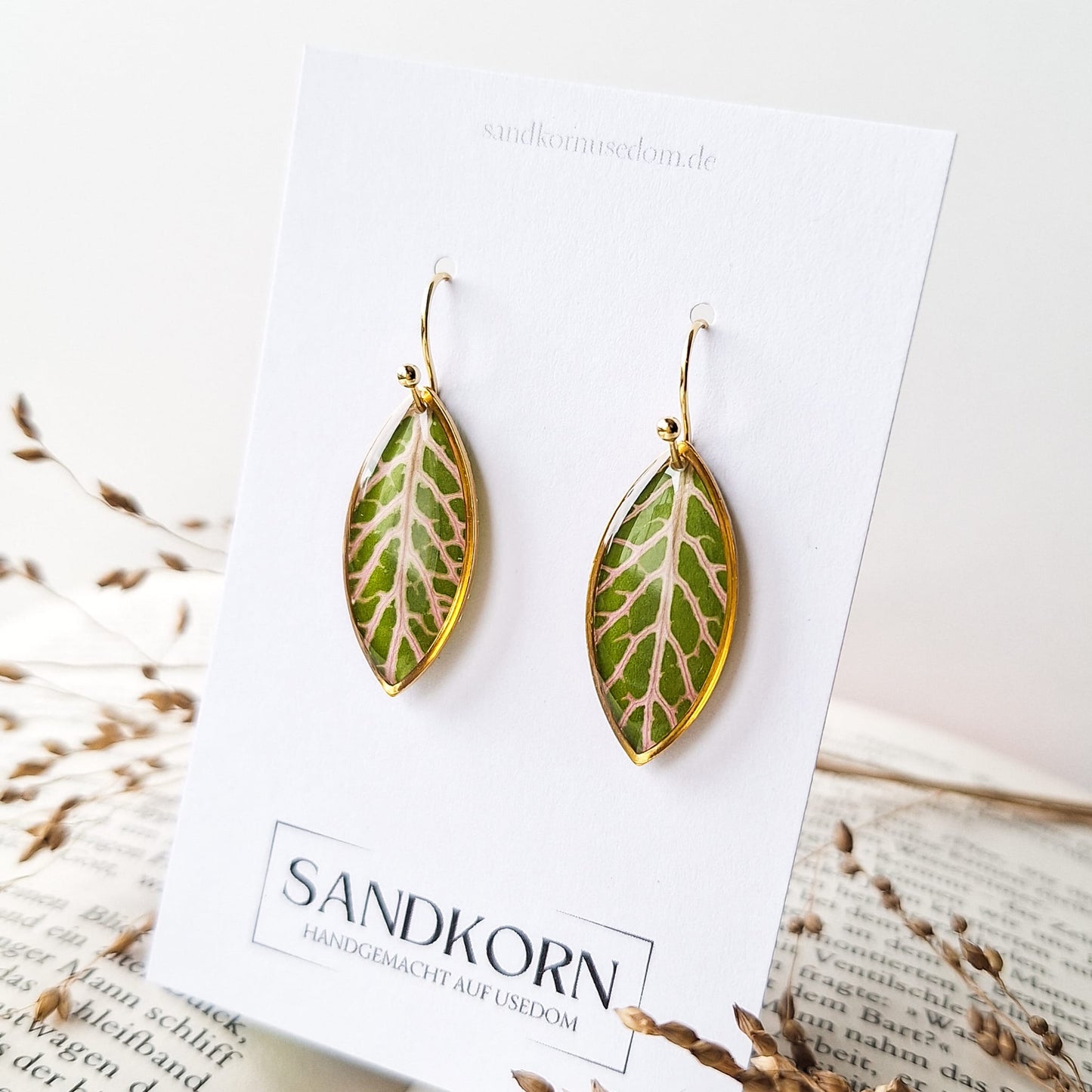 Ohrringe mit Fittonia-BlÀttern