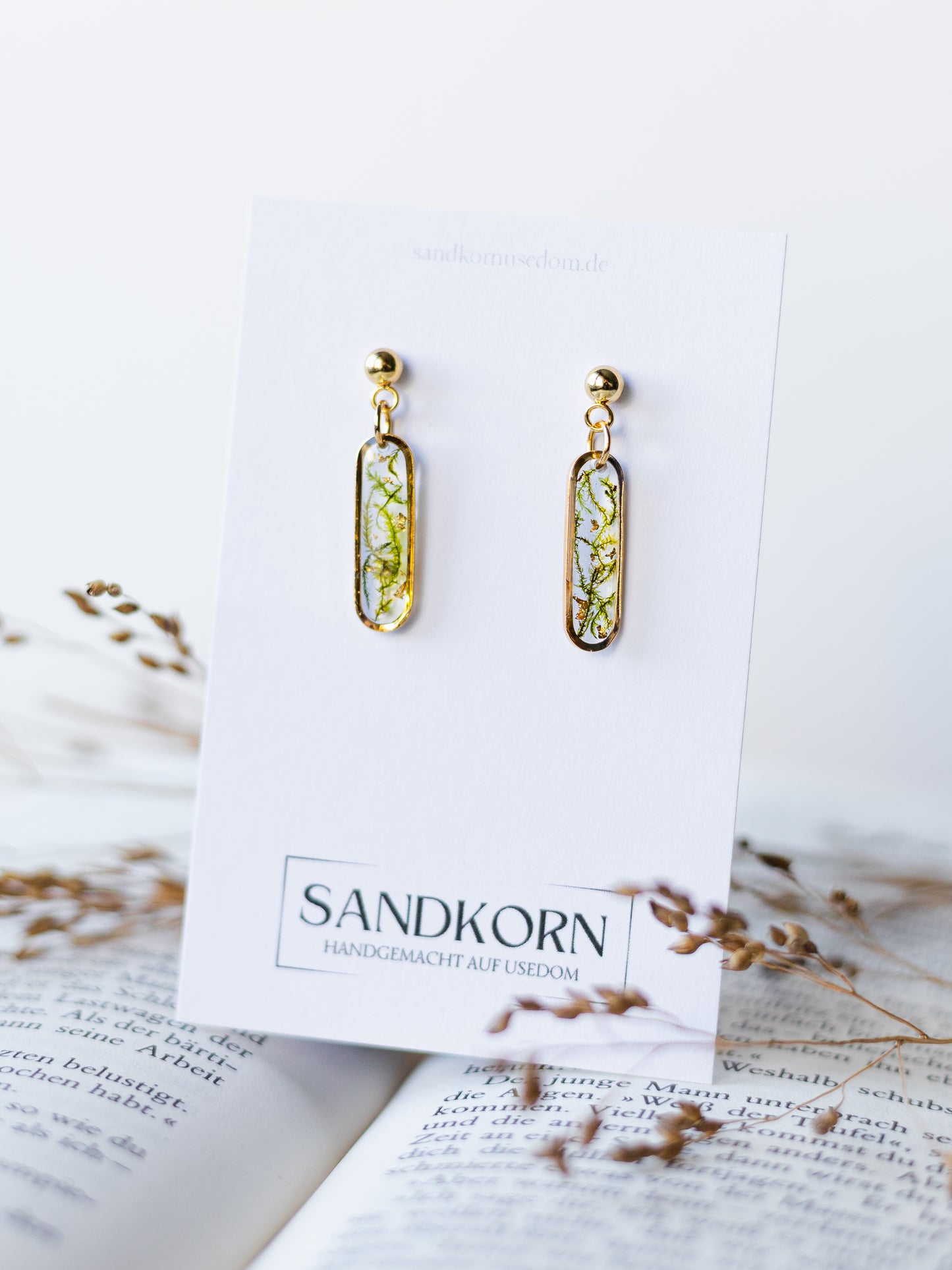Ohrringe mit Moos - SANDKORN Usedom