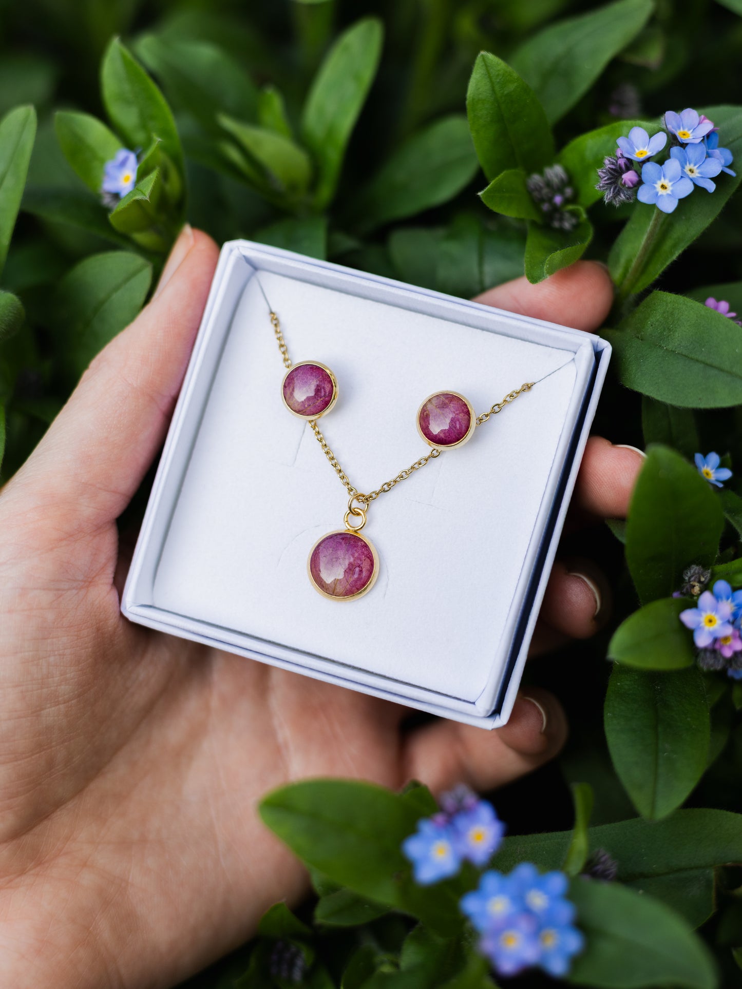 Schmuckset mit Hortensie