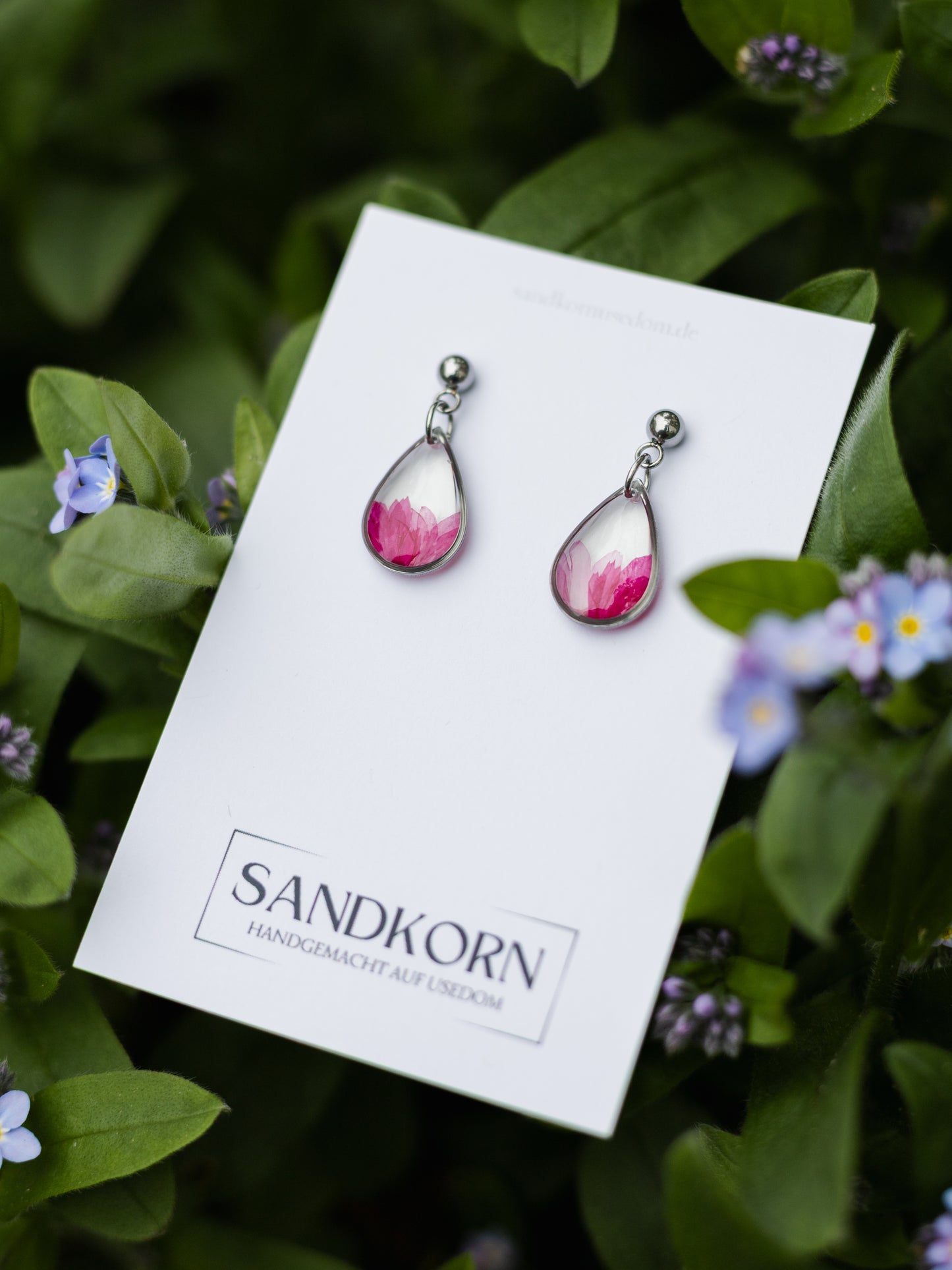Ohrringe mit Kornblume - Pink