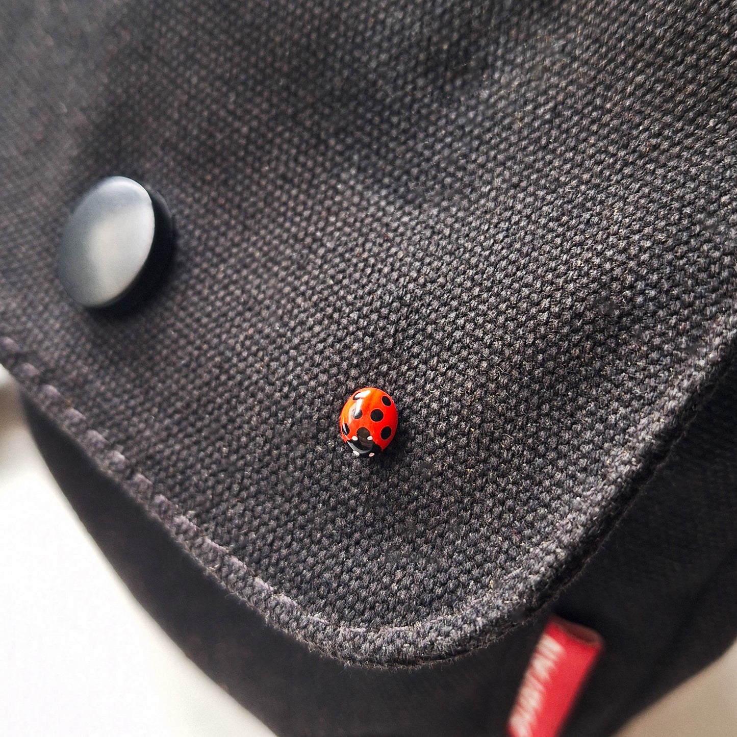 Realistischer Marienkäfer Pin, Brosche, Anstecknadel, handgemacht aus Fimo - Sandkorn Usedom