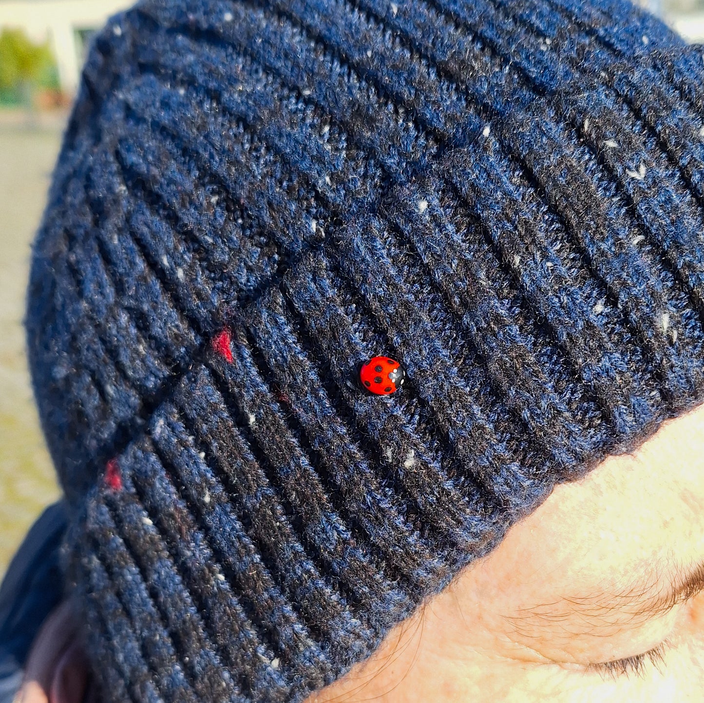 Realistischer Marienkäfer Pin, Brosche, Anstecknadel, handgemacht in Deutschland, Mützen-Anstecker - Sandkorn Usedom