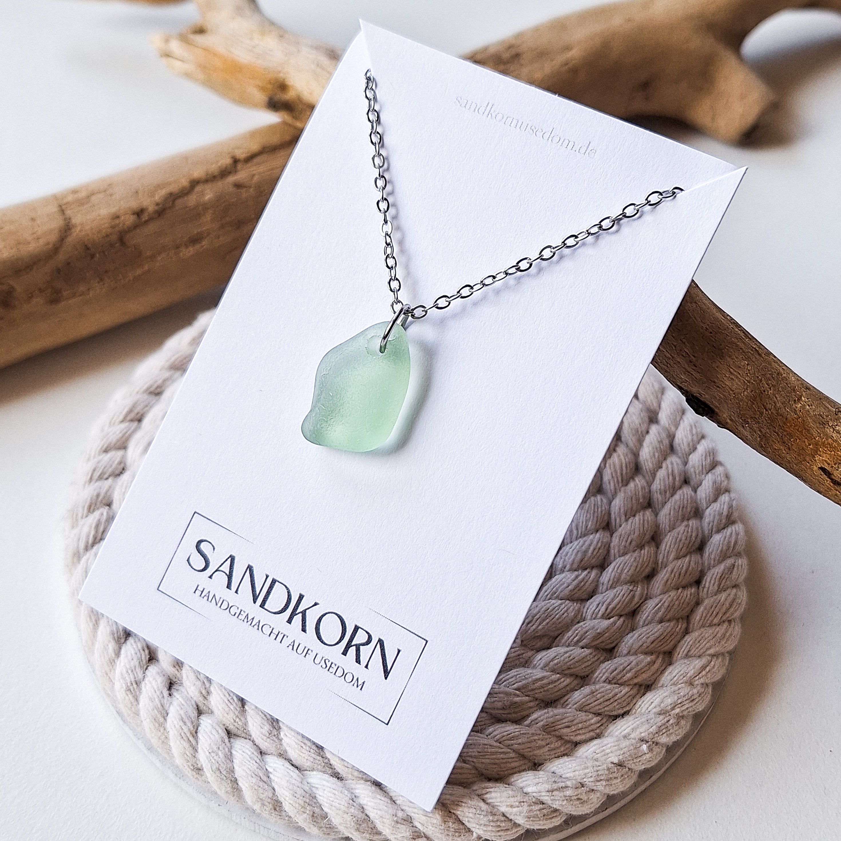 Seeglas-Kette - Sea Foam - SANDKORN Usedom 