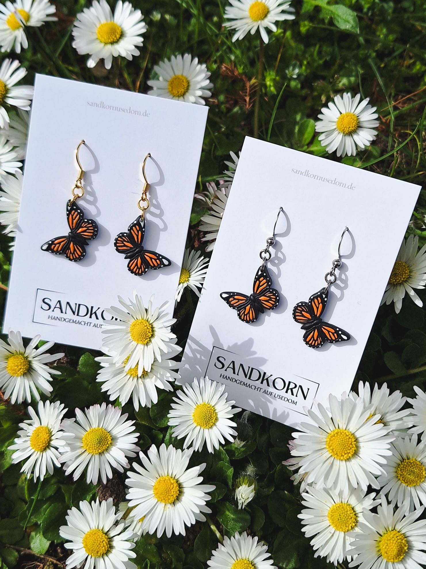 Ohrringe mit handbemalten Schmetterlingen | Handgemachter Fimo-Schmuck