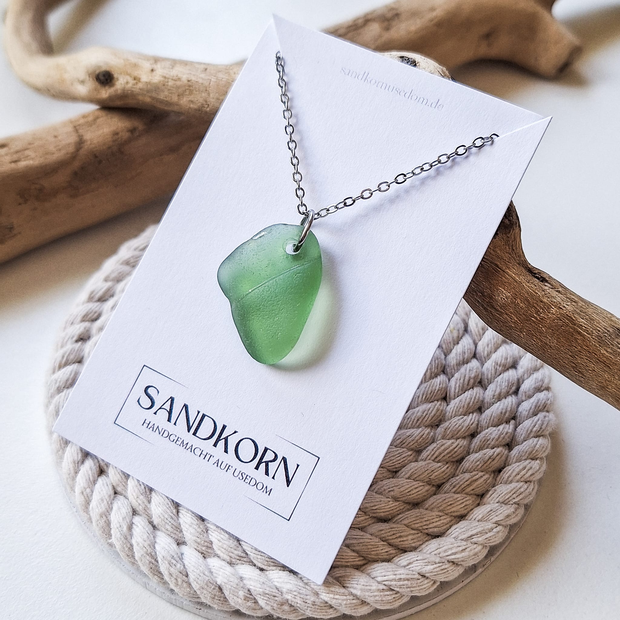 Seeglas-Kette - Sea Foam - SANDKORN Usedom 