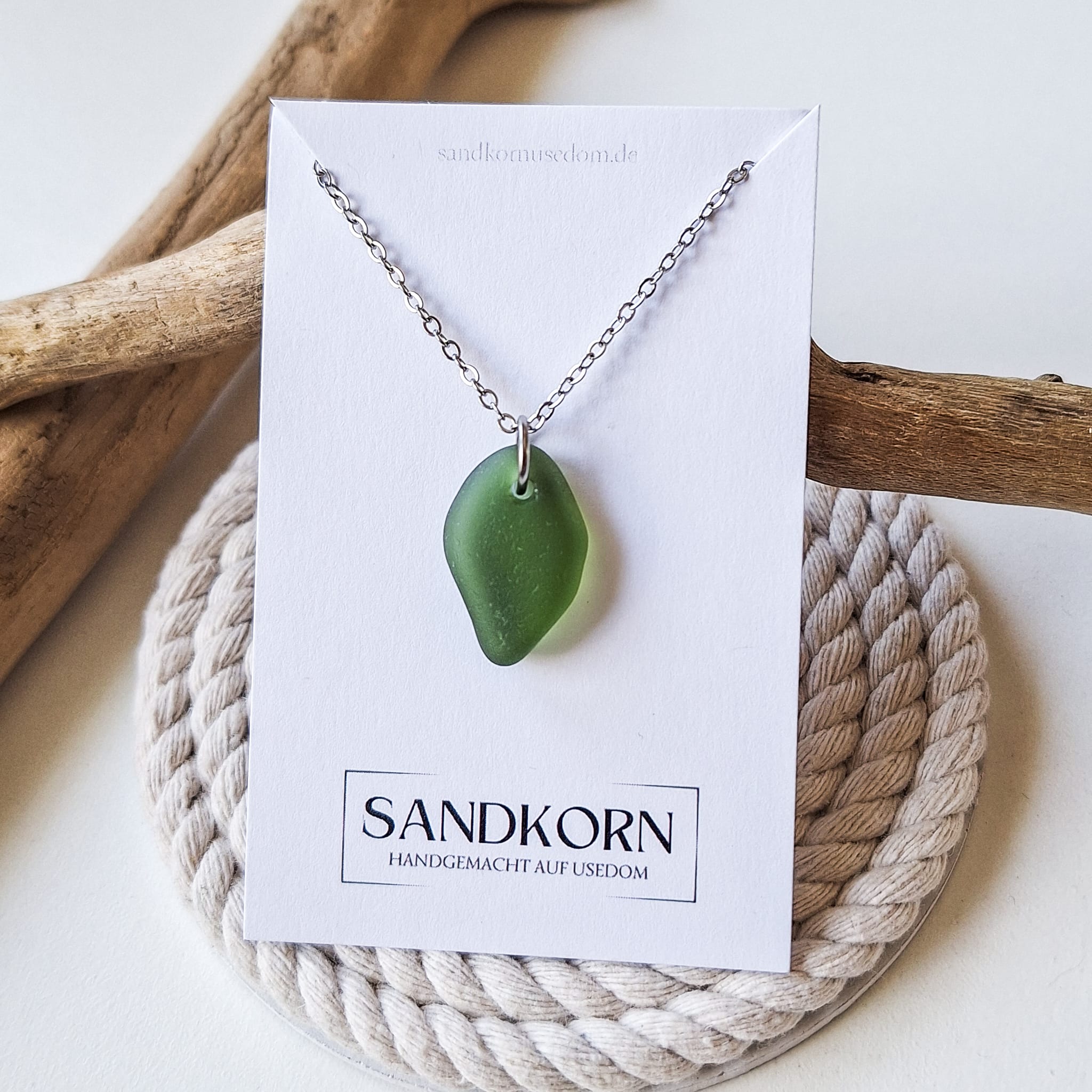 Seeglas-Kette - Waldgrün - SANDKORN Usedom 