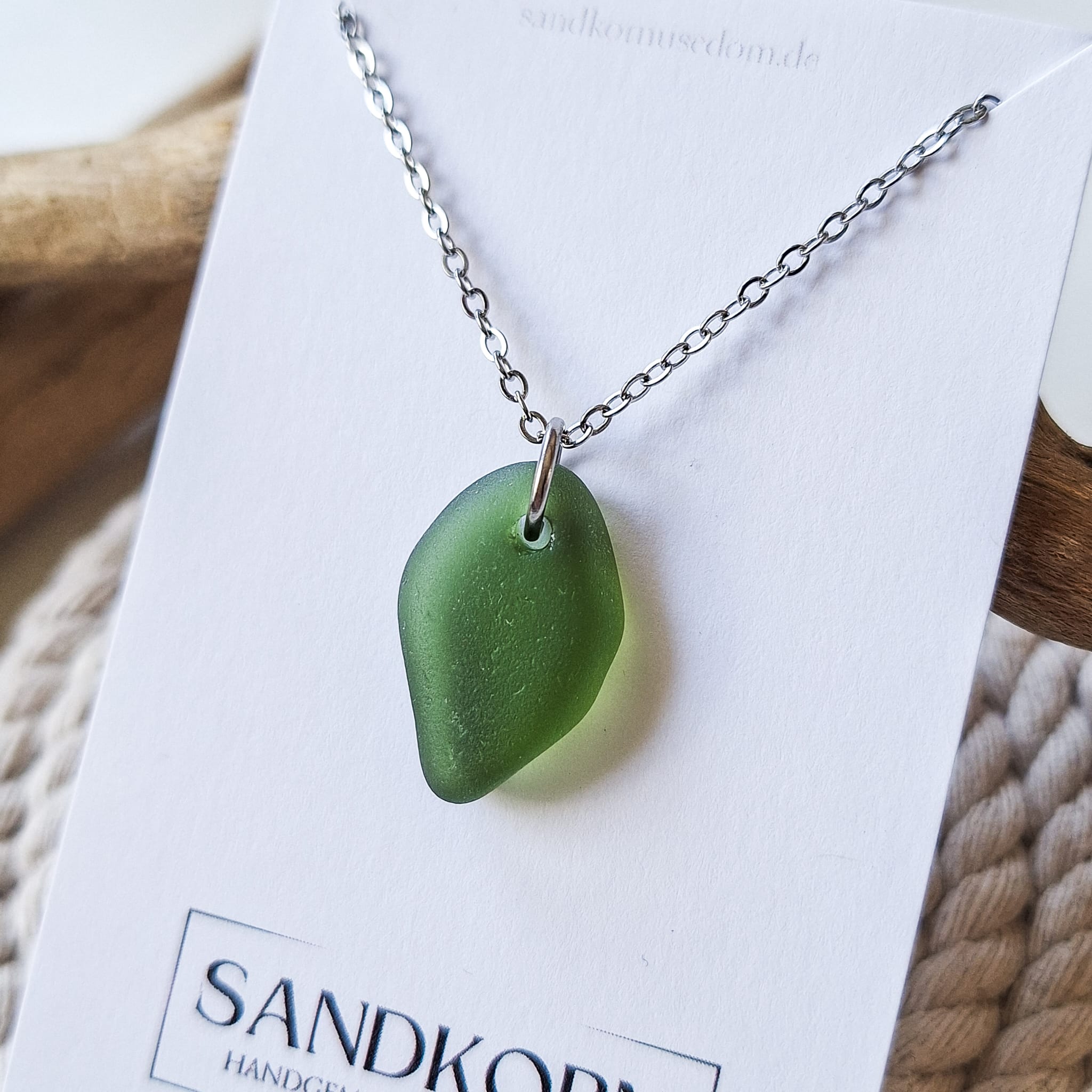 Seeglas-Kette - Waldgrün - SANDKORN Usedom 