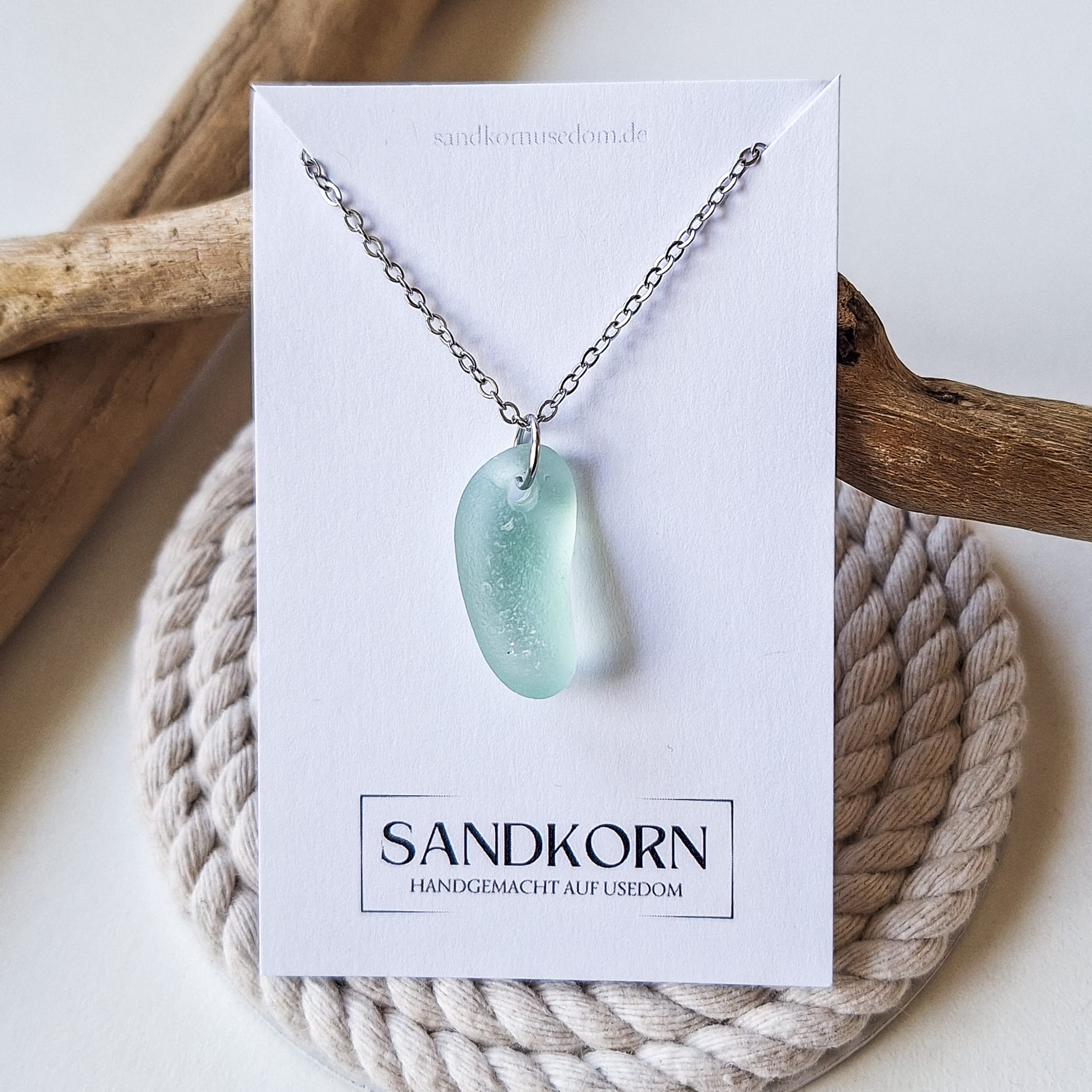 Seeglas-Kette - Aqua - SANDKORN Usedom 
