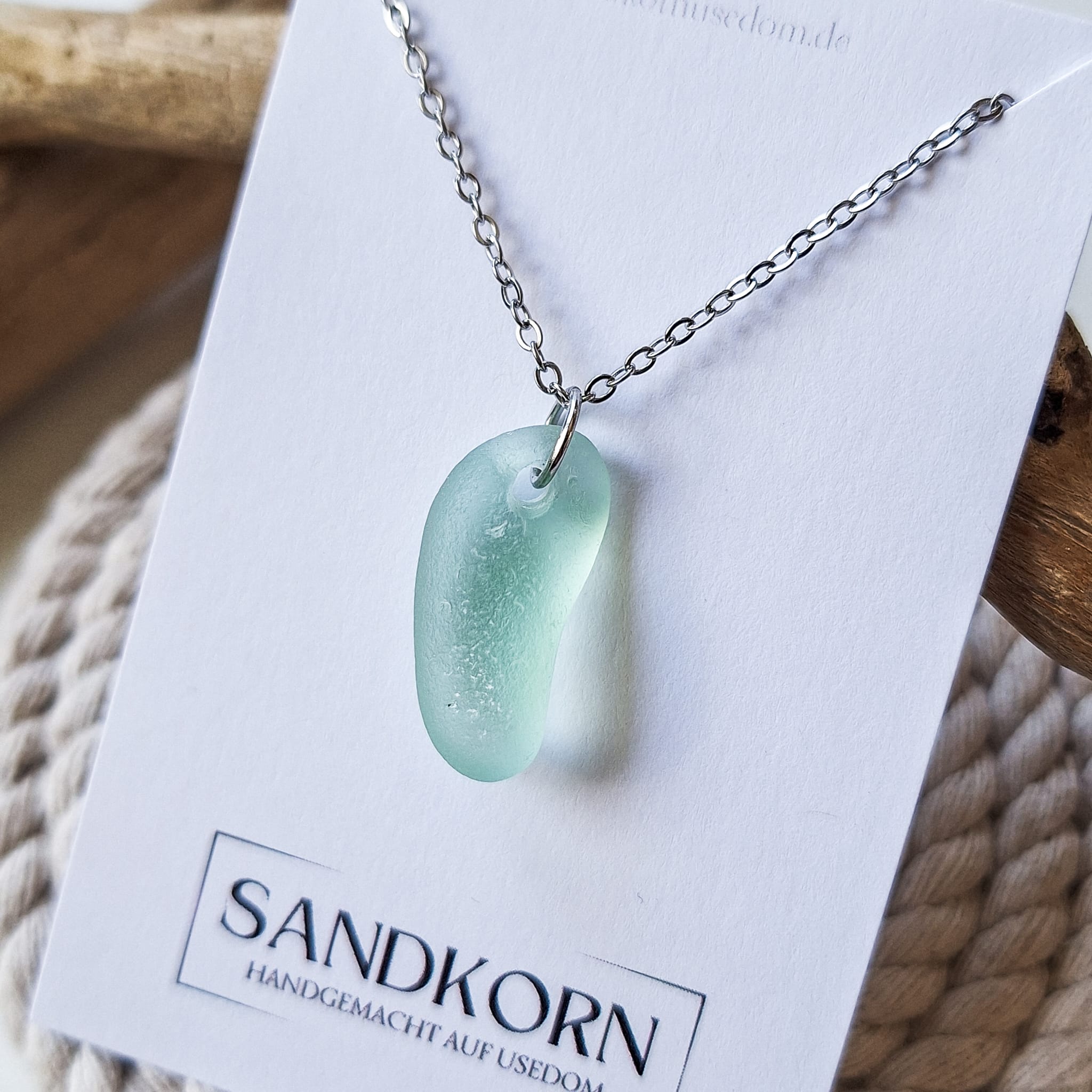 Seeglas-Kette - Aqua - SANDKORN Usedom 
