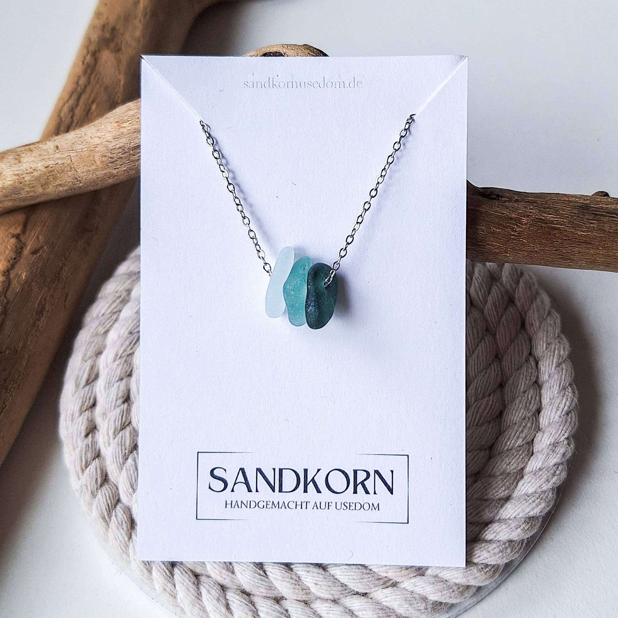 Seeglas-Kette - Teal