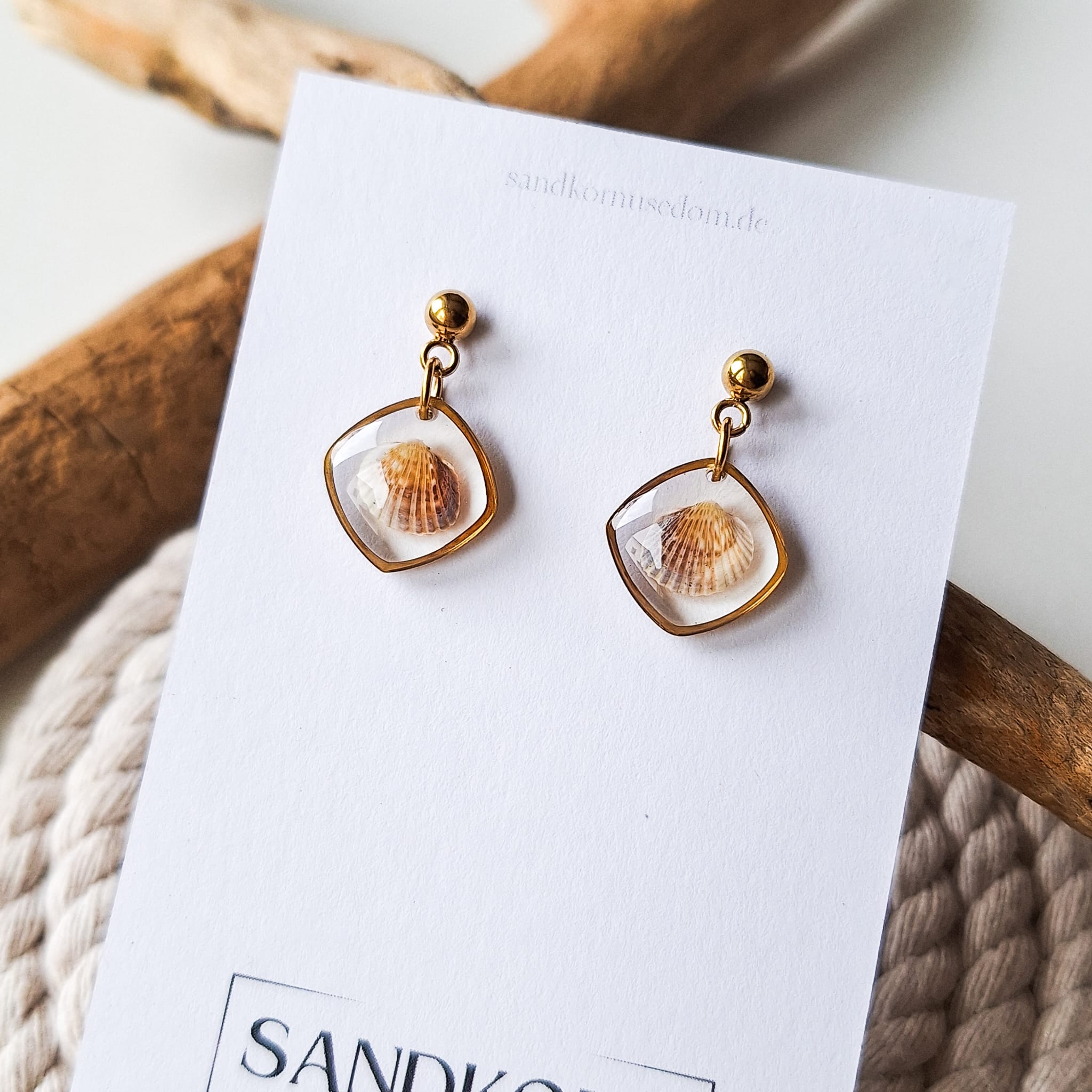 Ohrringe mit Herzmuscheln - Gold