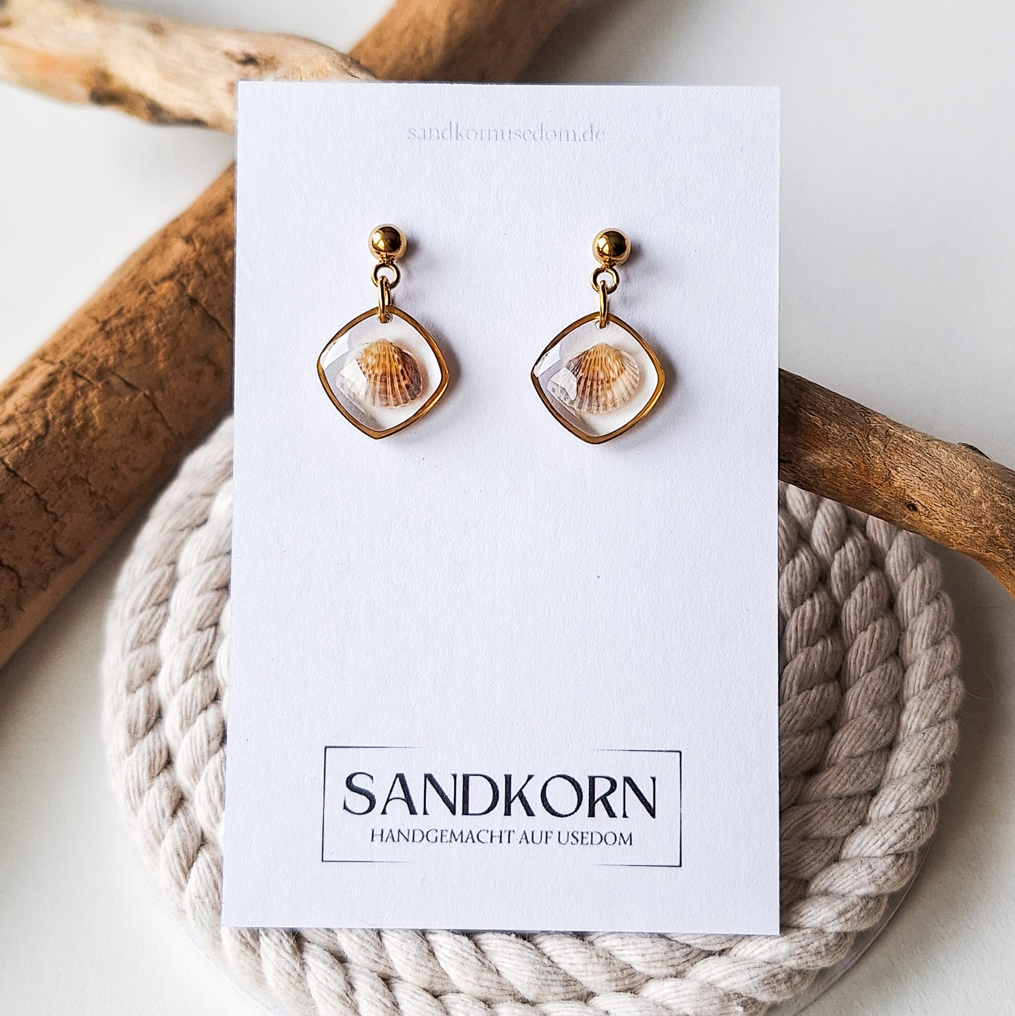 Ohrringe mit Herzmuscheln - Gold
