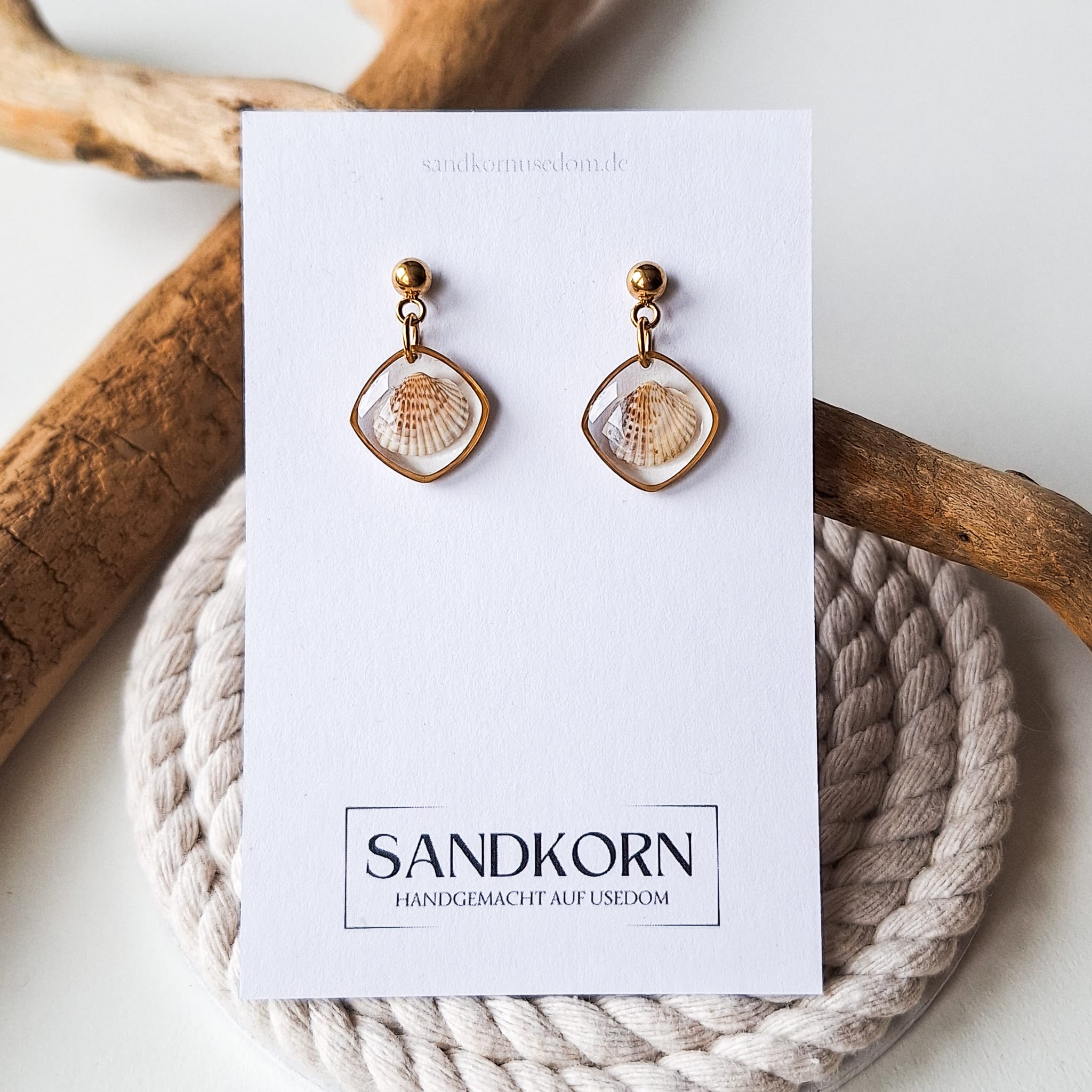 Ohrringe mit Herzmuscheln - Gold