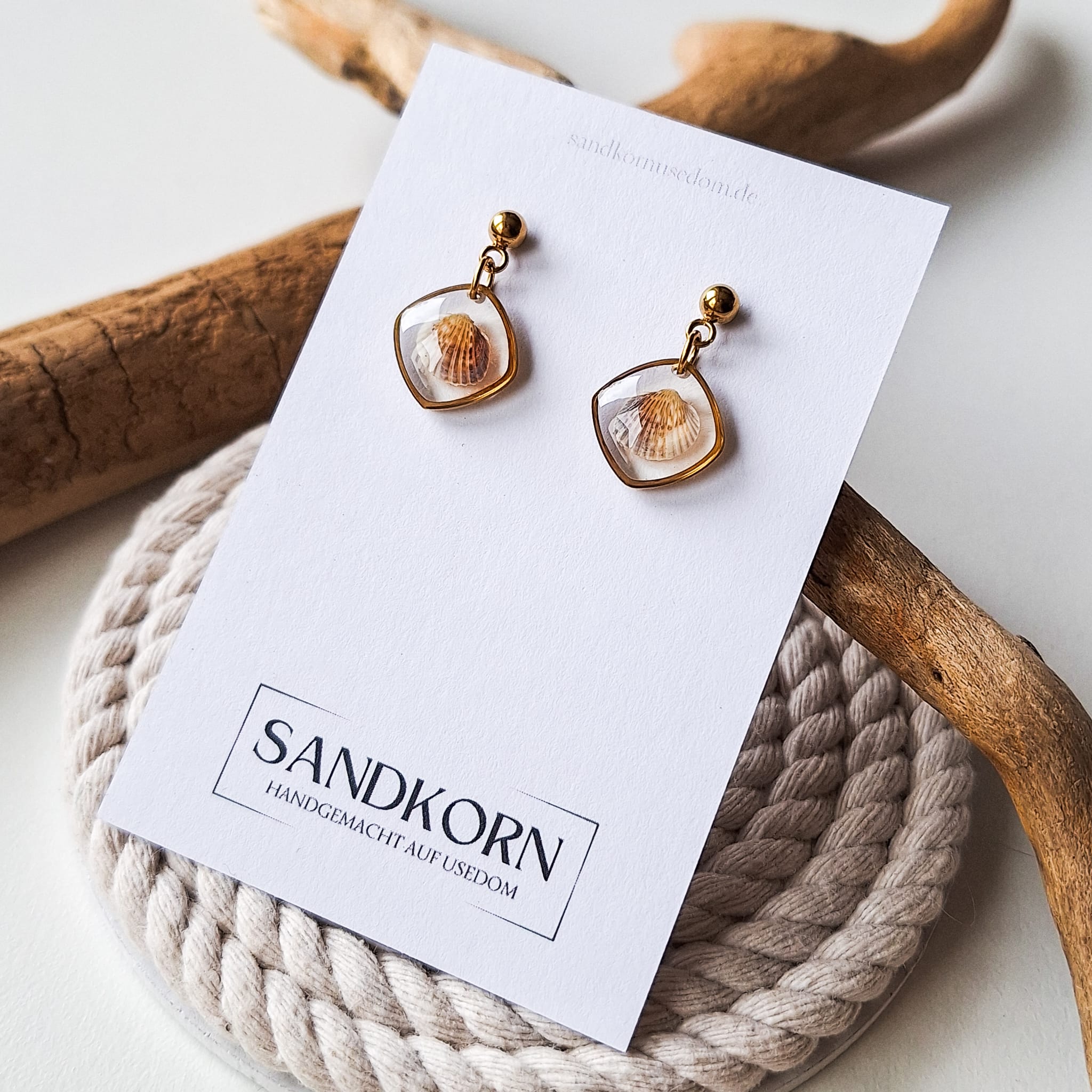 Ohrringe mit Herzmuscheln - Gold