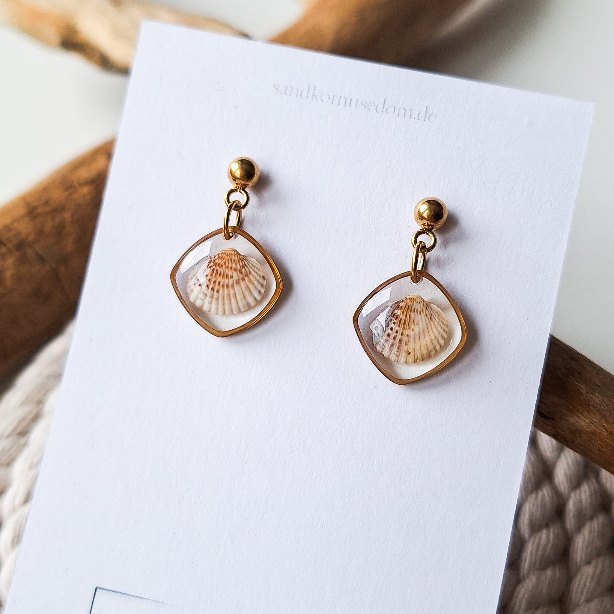 Ohrringe mit Herzmuscheln - Gold