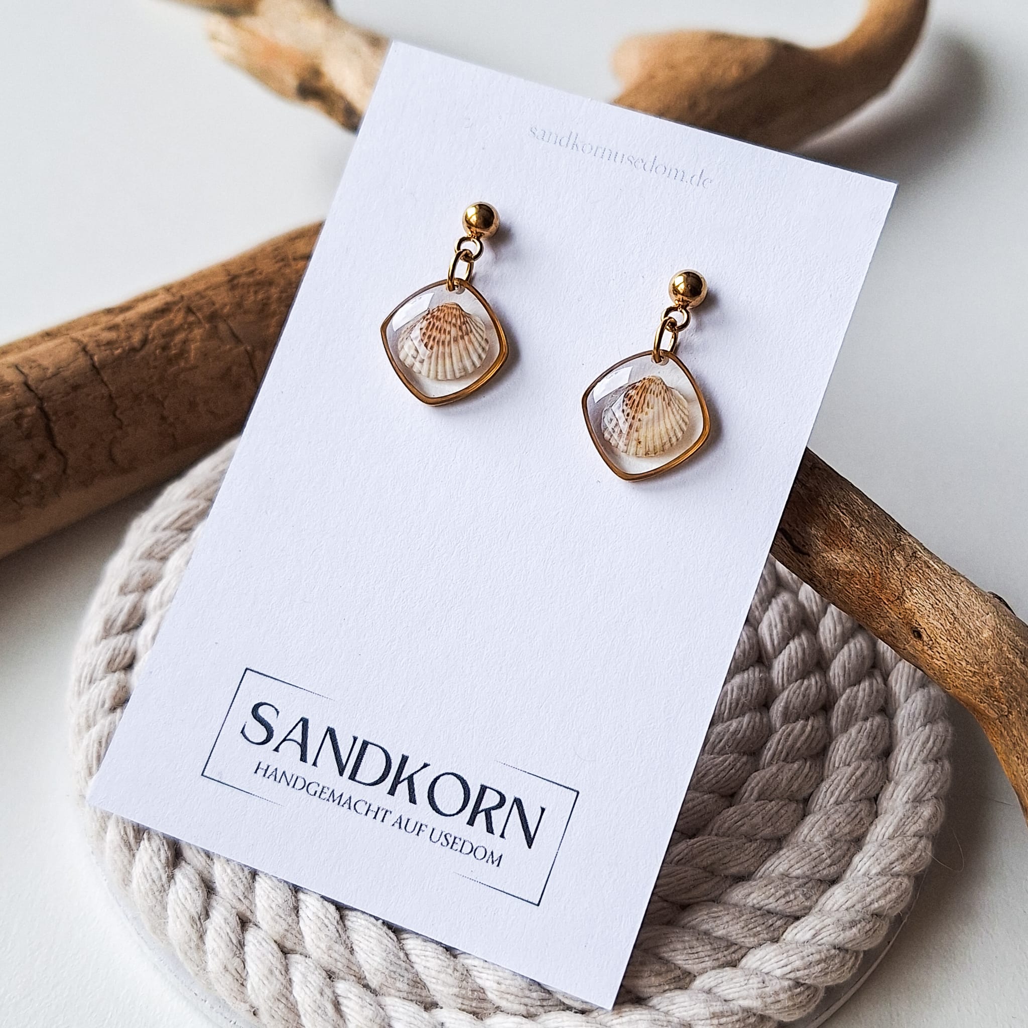 Ohrringe mit Herzmuscheln - Gold