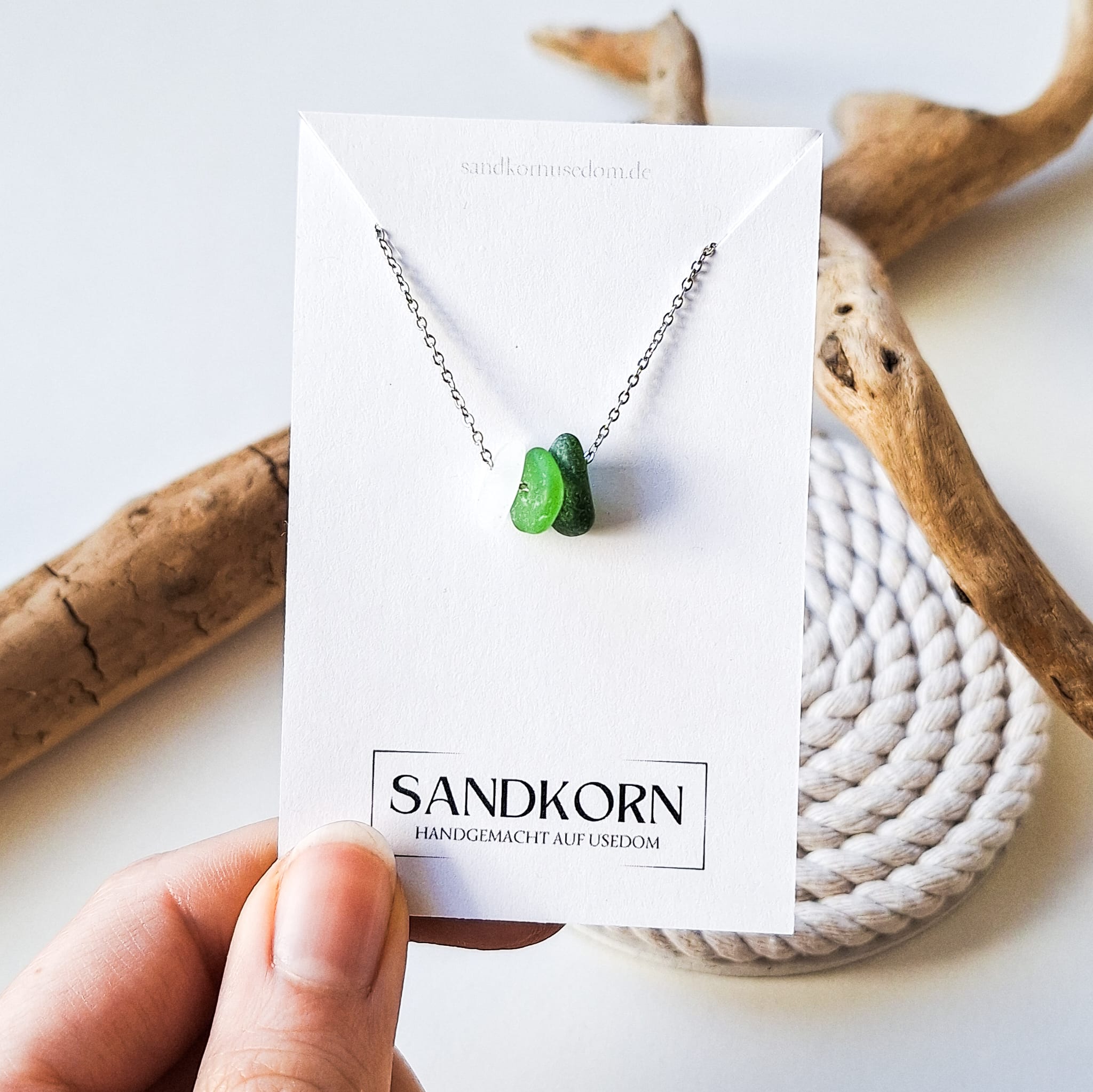 Seeglas-Kette - Grüntöne