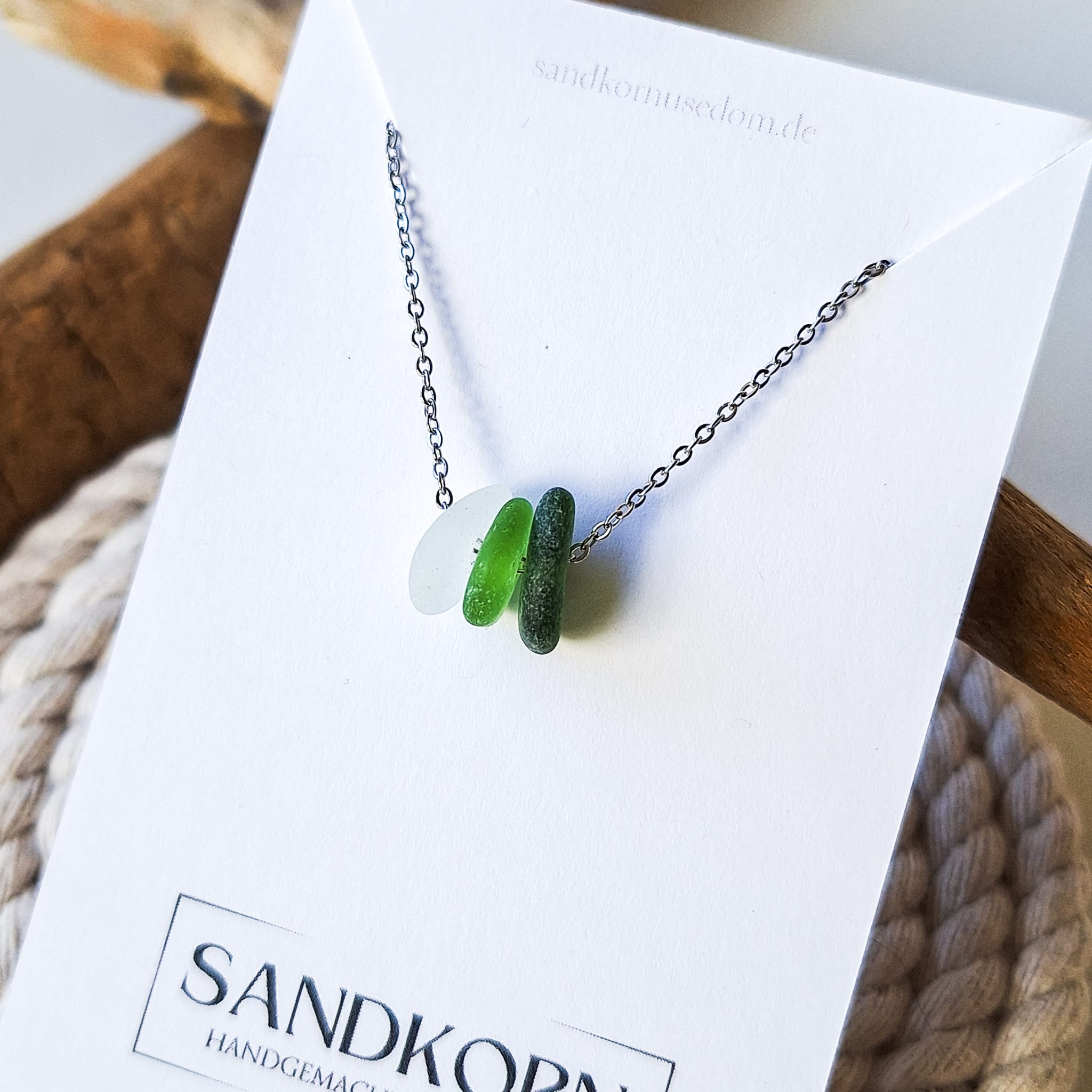 Seeglas-Kette - Grüntöne