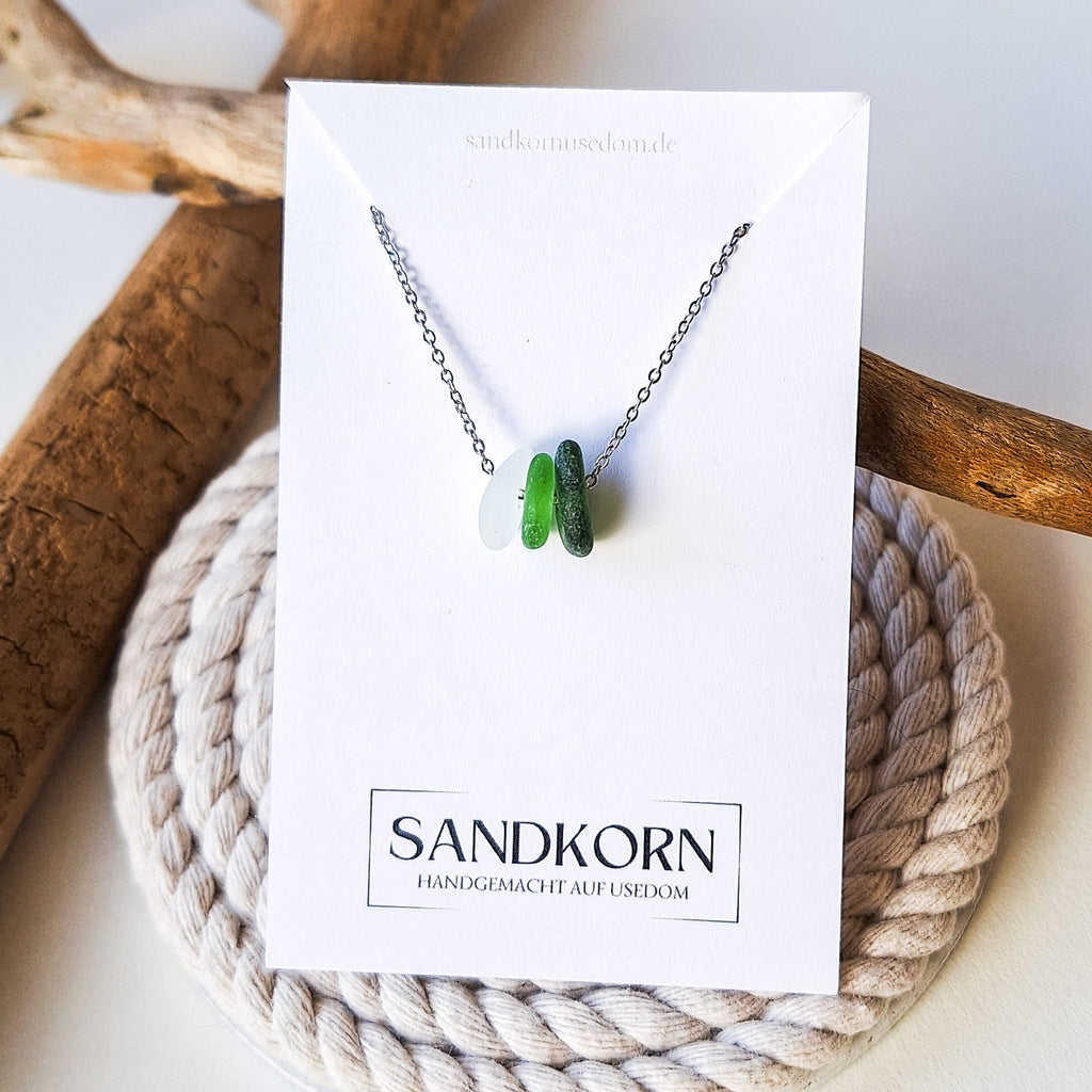 Seeglas-Kette - Grüntöne