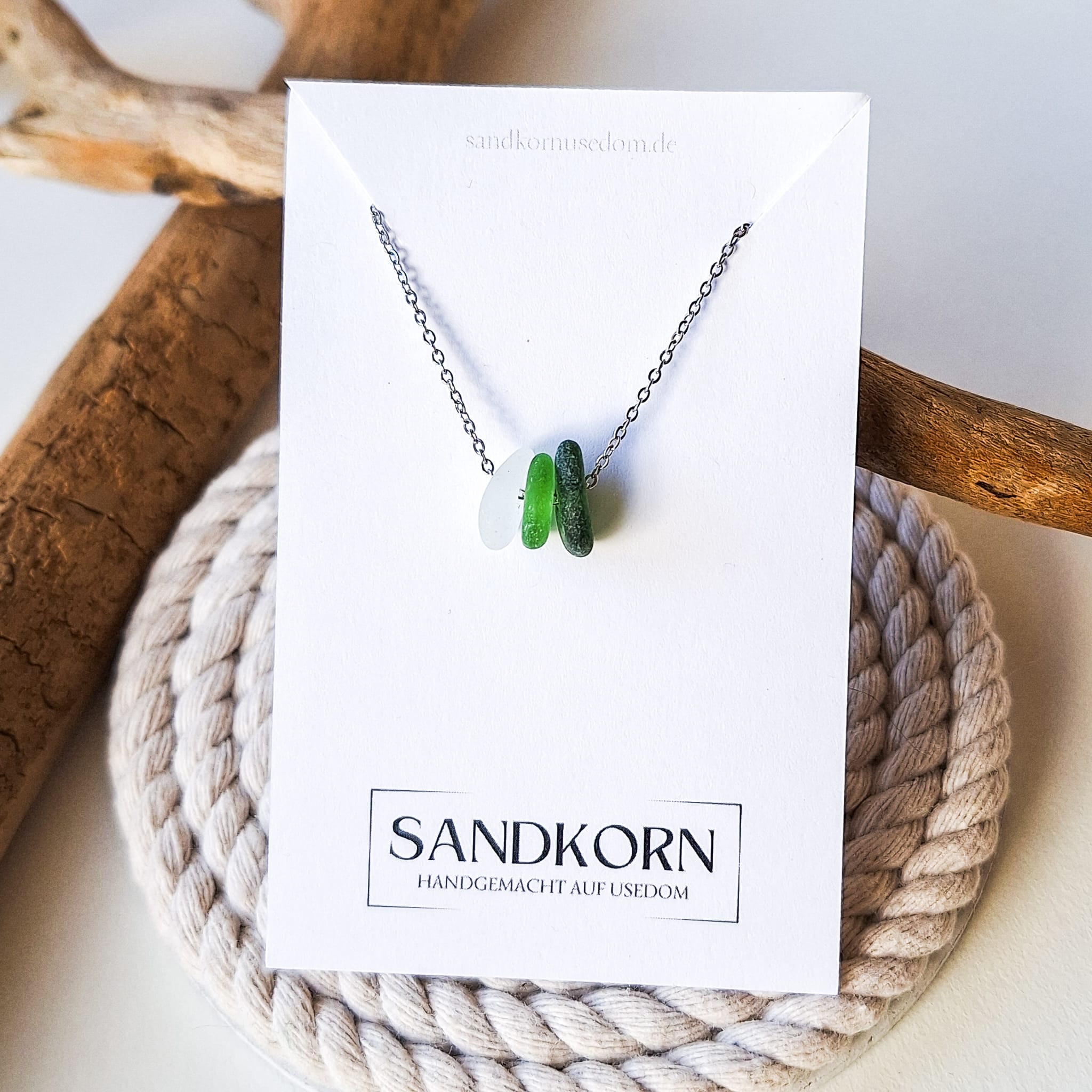 Seeglas-Kette - Grüntöne