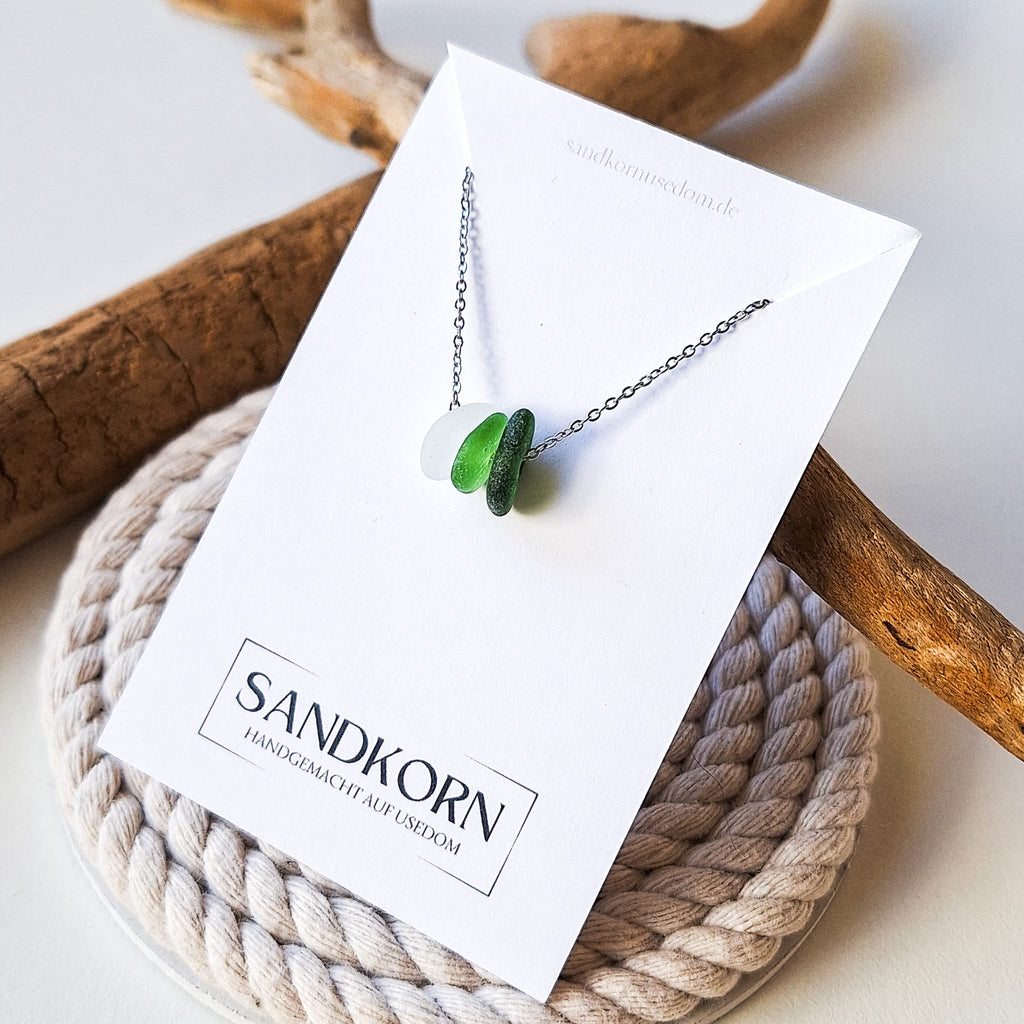 Seeglas-Kette - Grüntöne