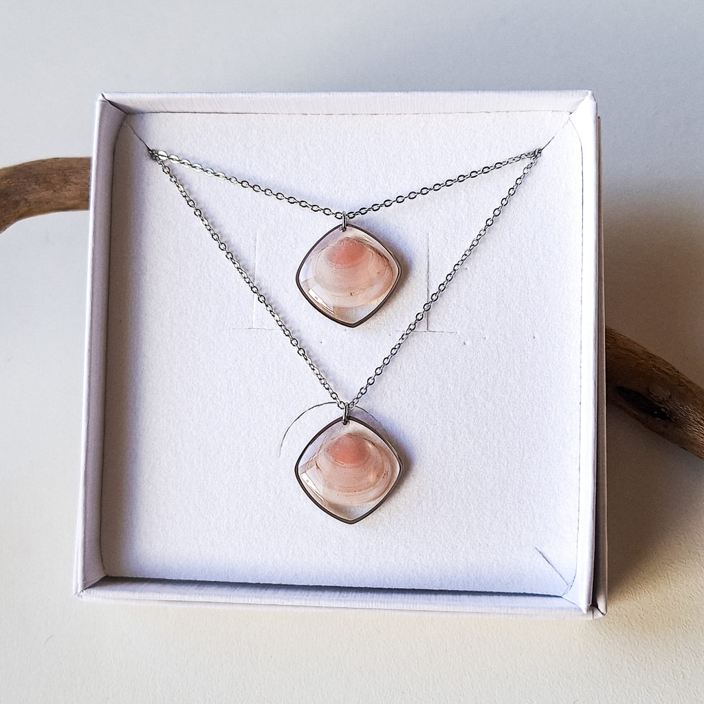 Halsketten-Set mit Plattmuscheln - Silber