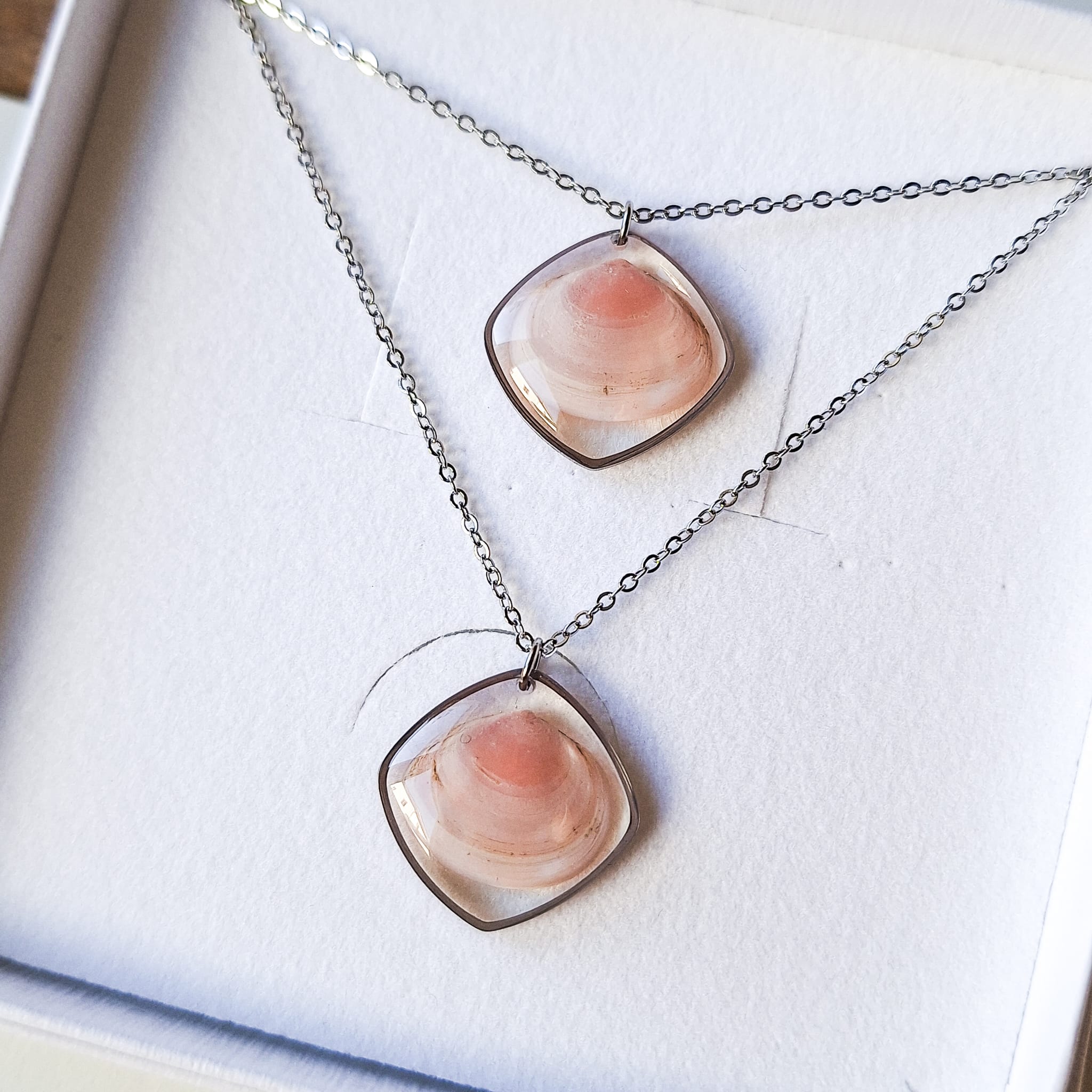 Halsketten-Set mit Plattmuscheln - Silber