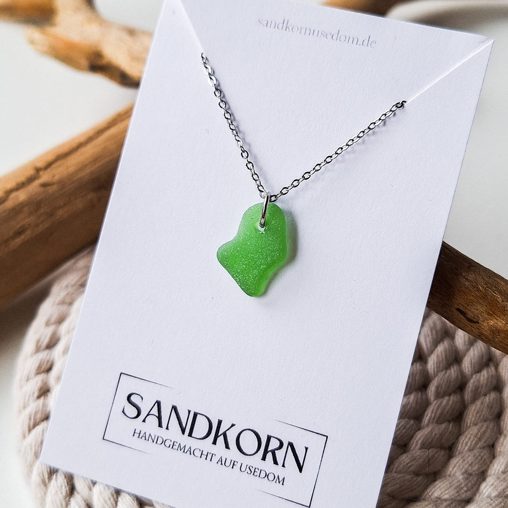 Seeglas-Halskette - Kelly Grün