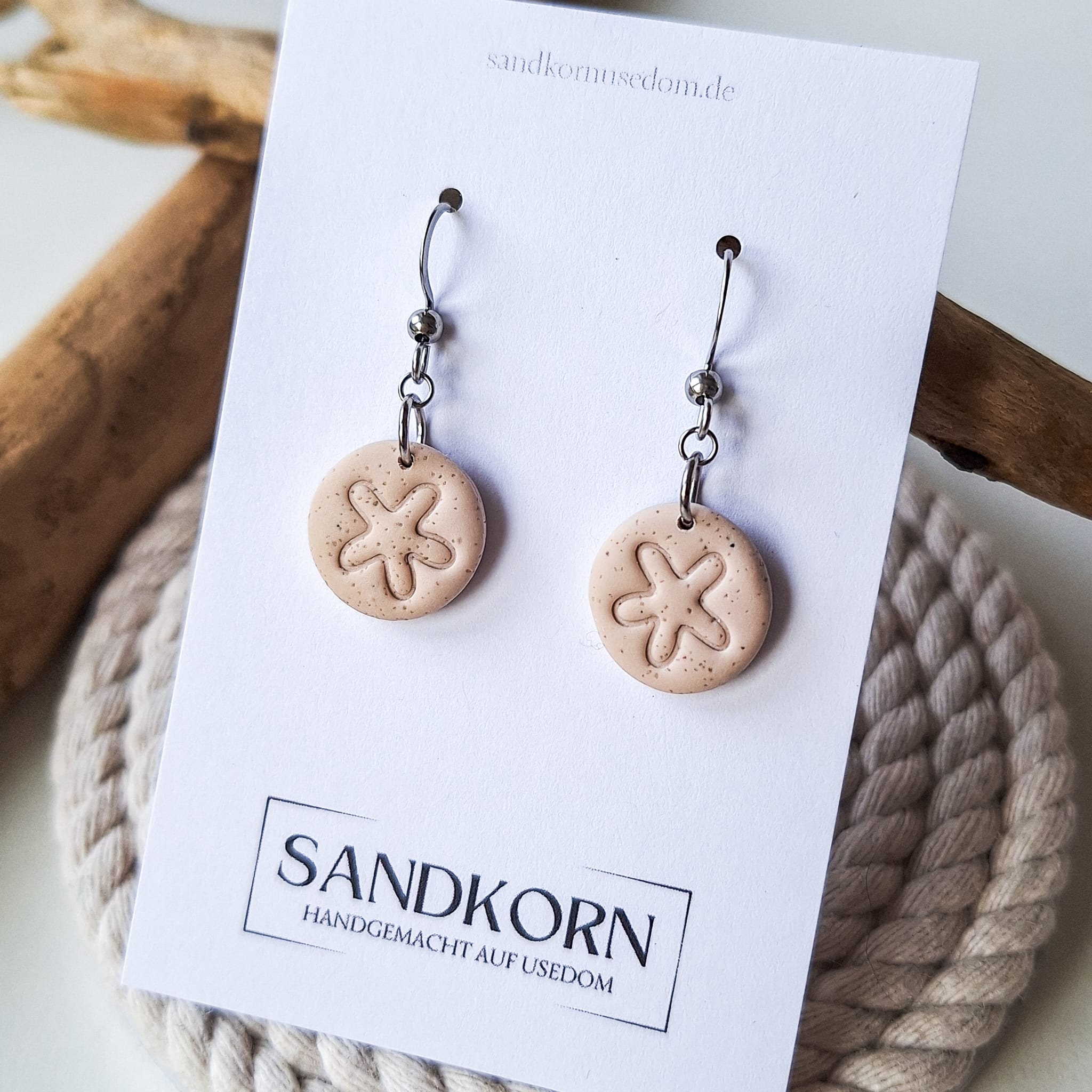 Ohrringe mit Strandsand - Sanddollar