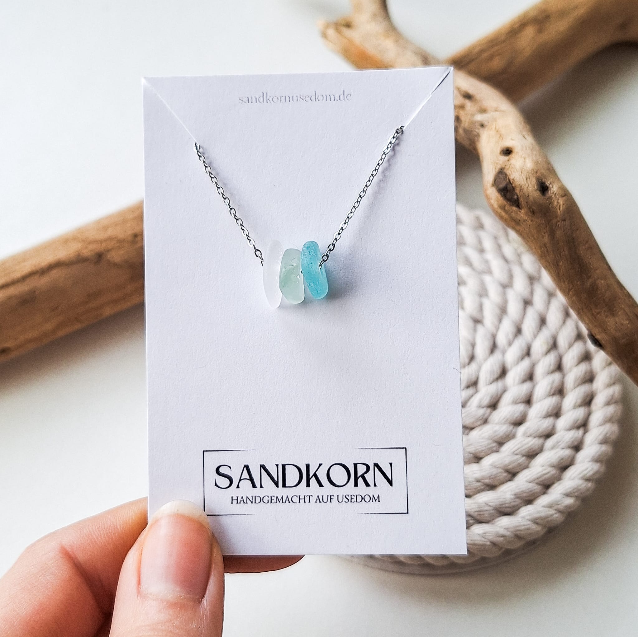 Seeglas-Kette - Türkistöne