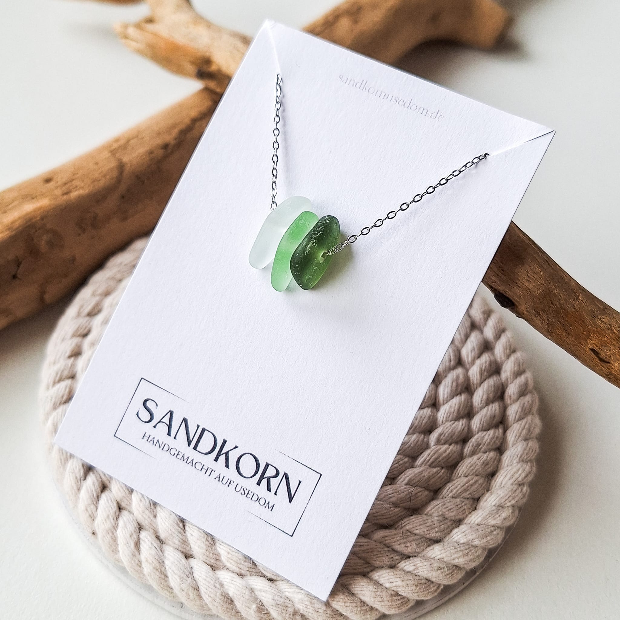 Seeglas-Kette - Grüntöne