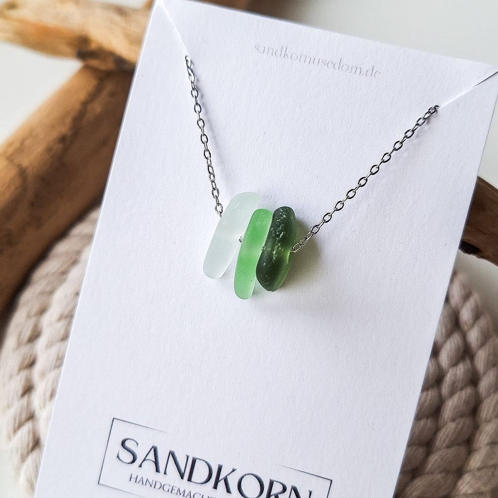 Seeglas-Kette - Grüntöne