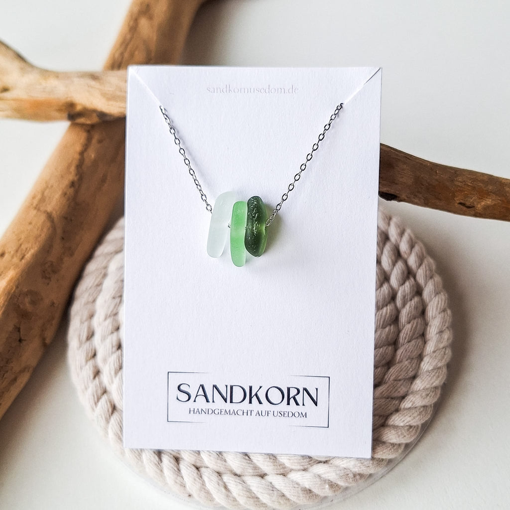 Seeglas-Kette - Grüntöne