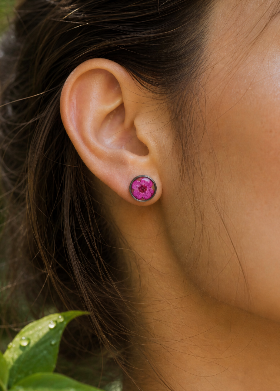 Ohrstecker mit echten Blüten in verschiedenen Farben | Usedom Schmuck | Ohrstecker für Allergiker | Nickelfreie Ohrringe | Naturschmuck | Schmuck mit Pflanzen