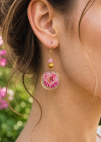 Ohrringe mit echten Blüten und Perlen | Usedom Schmuck | Naturschmuck | Allergiefreundliche Ohrringe | PVD Vergoldung