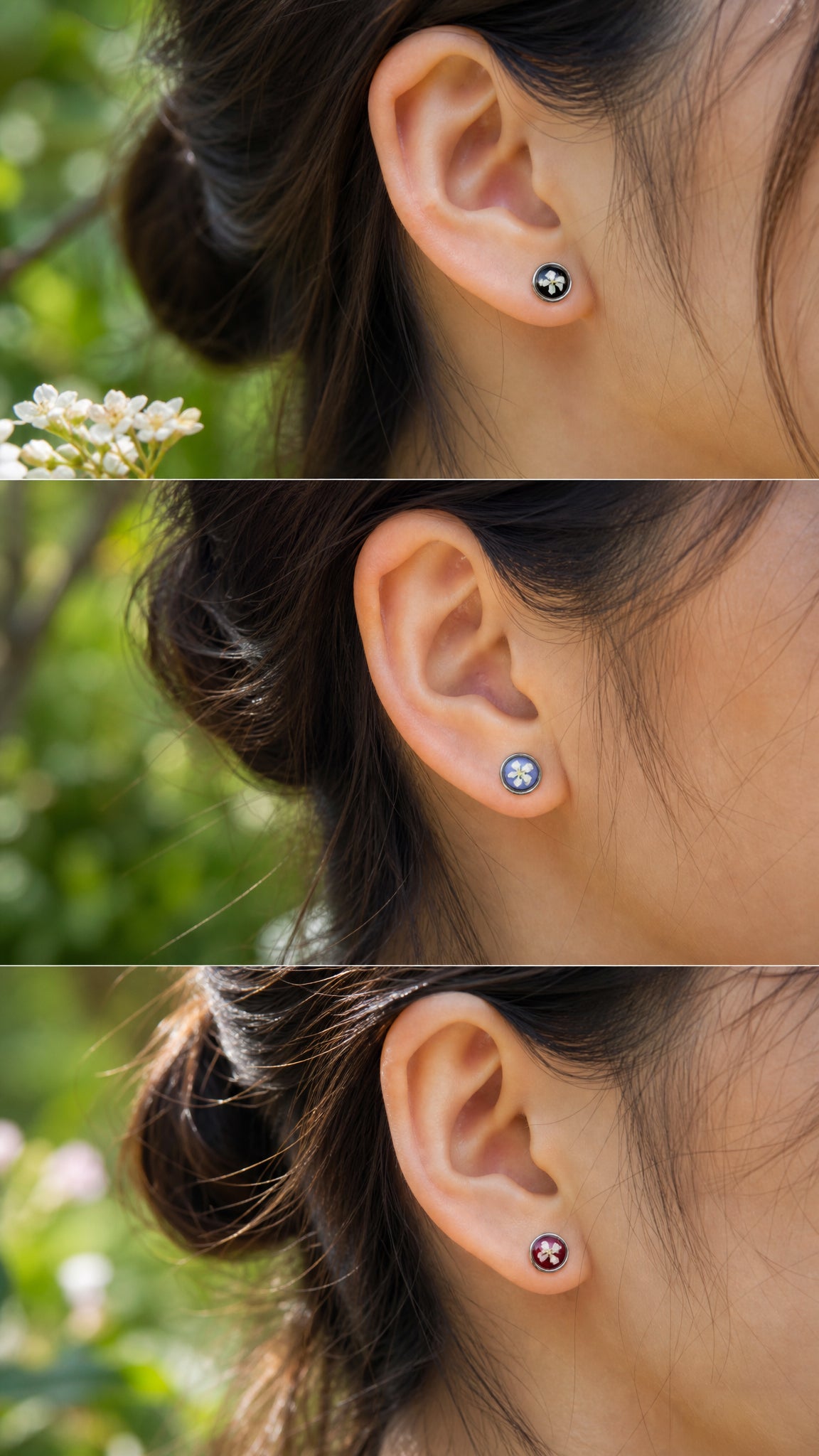 Winzige Ohrstecker mit echten Blüten | Für Allergiker geeignet | Nickelfreie Ohrstecker | Allergieschmuck | Chirurgenstahl Ohrstecker | Kinderschmuck | Ohrringe für Kinder | Gesundheitsstecker Blume | Ohrringe mit Pflanzen