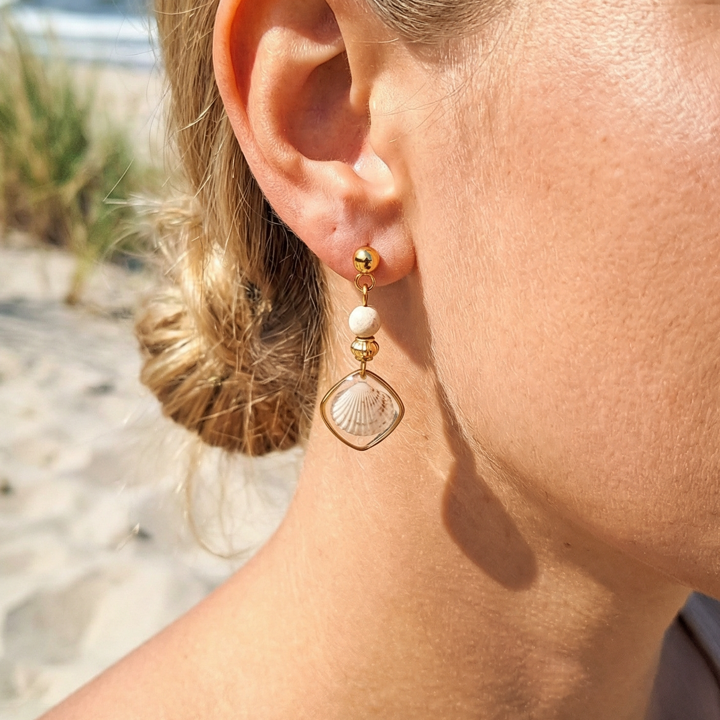 Ohrringe mit echten Muscheln aus der Ostsee | Usedom Schmuck