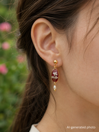 Romantische Ohrringe mit Blüten und Süßwasserperlen | Usedom Schmuck | Sandkorn Usedom | Allergiefreundliche Ohrringe | Nickelfreier Schmuck | PVD-vergoldeter Schmuck | Bridgerton Ohrringe | Cottagecore Jewelry