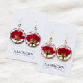 Einzigartige Ohrringe mit echten Rosen | Usedom Schmuck | Hypoallergener Schmuck | Rote Rosen | Nickelfreie Ohrringe | Blumenschmuck