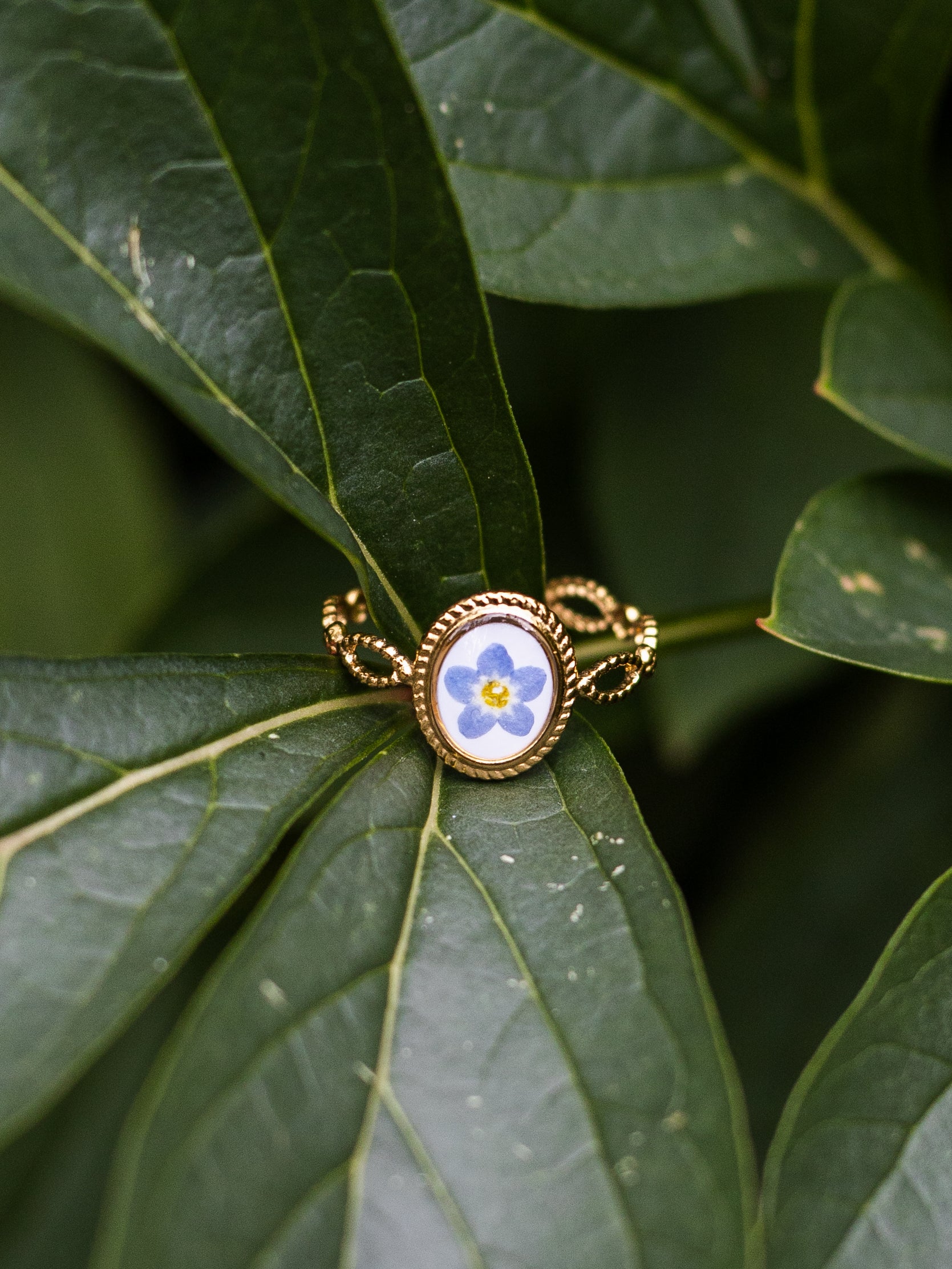 Ring mit Vergissmeinnicht - Gold