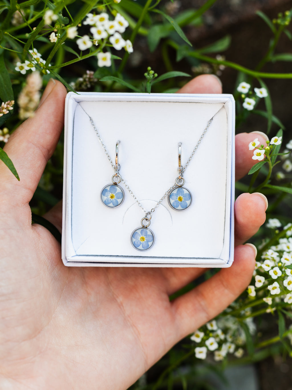 Schmuckset mit Vergissmeinnicht