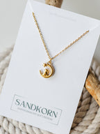 Vergoldete Halskette mit Hase und Mond | Schmuck für Kinder | Usedom Schmuck | Kinder Weihnachtsgeschenk