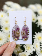 Ohrringe mit Sterndolde, Spiere, Beifuß und Hortensie