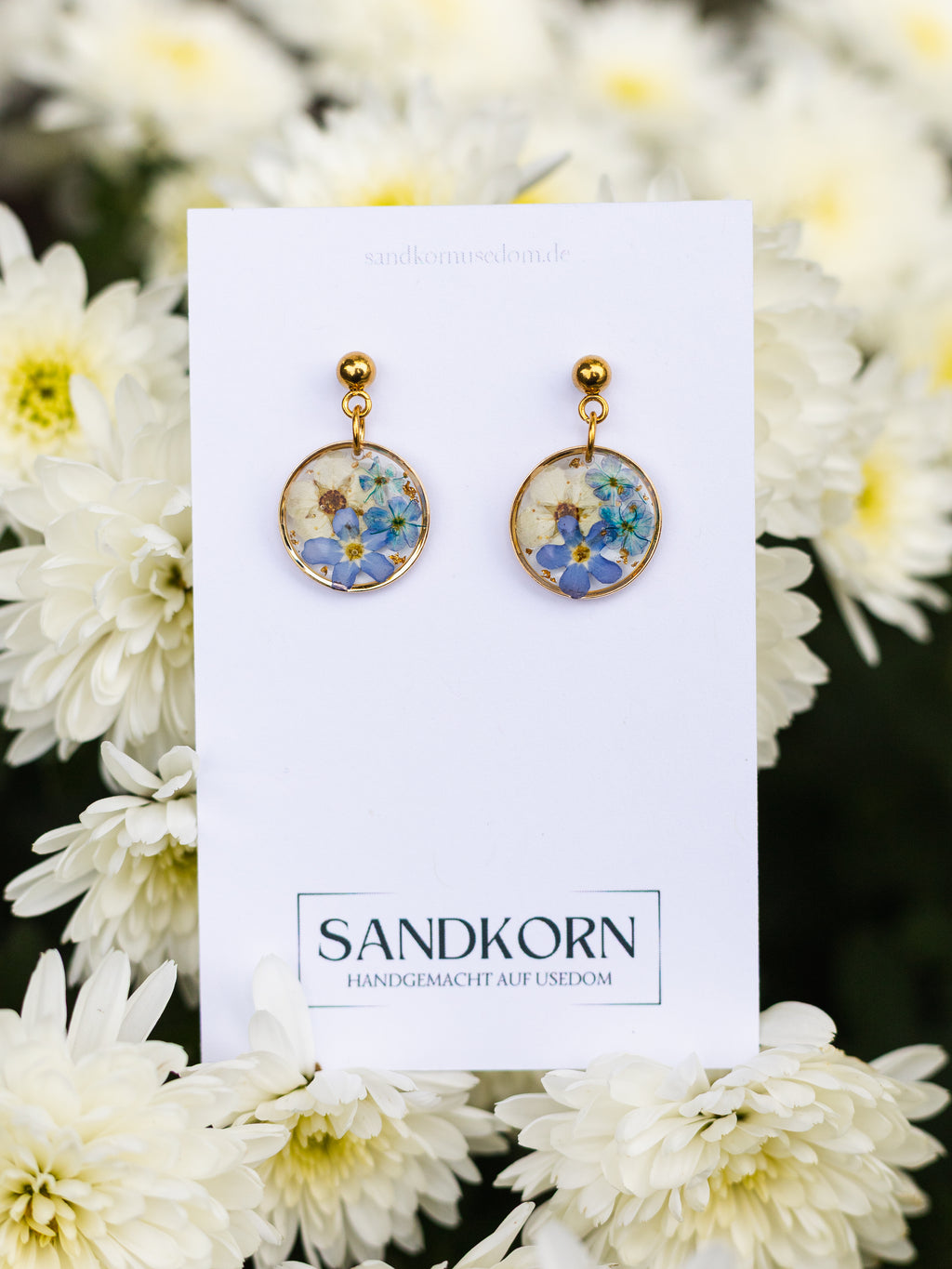 Ohrringe mit Vergissmeinnicht und Spiere