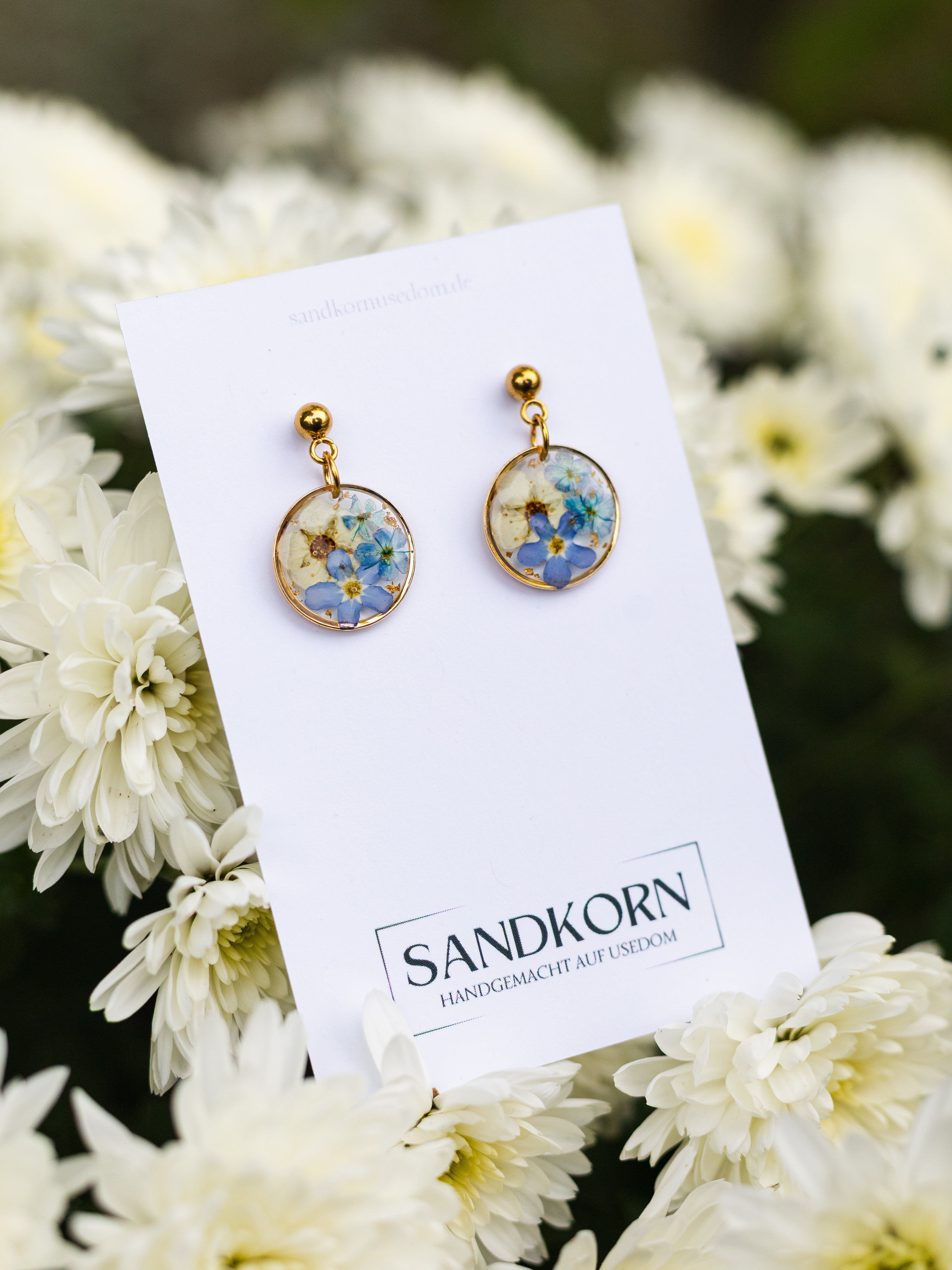 Ohrringe mit Vergissmeinnicht und Spiere