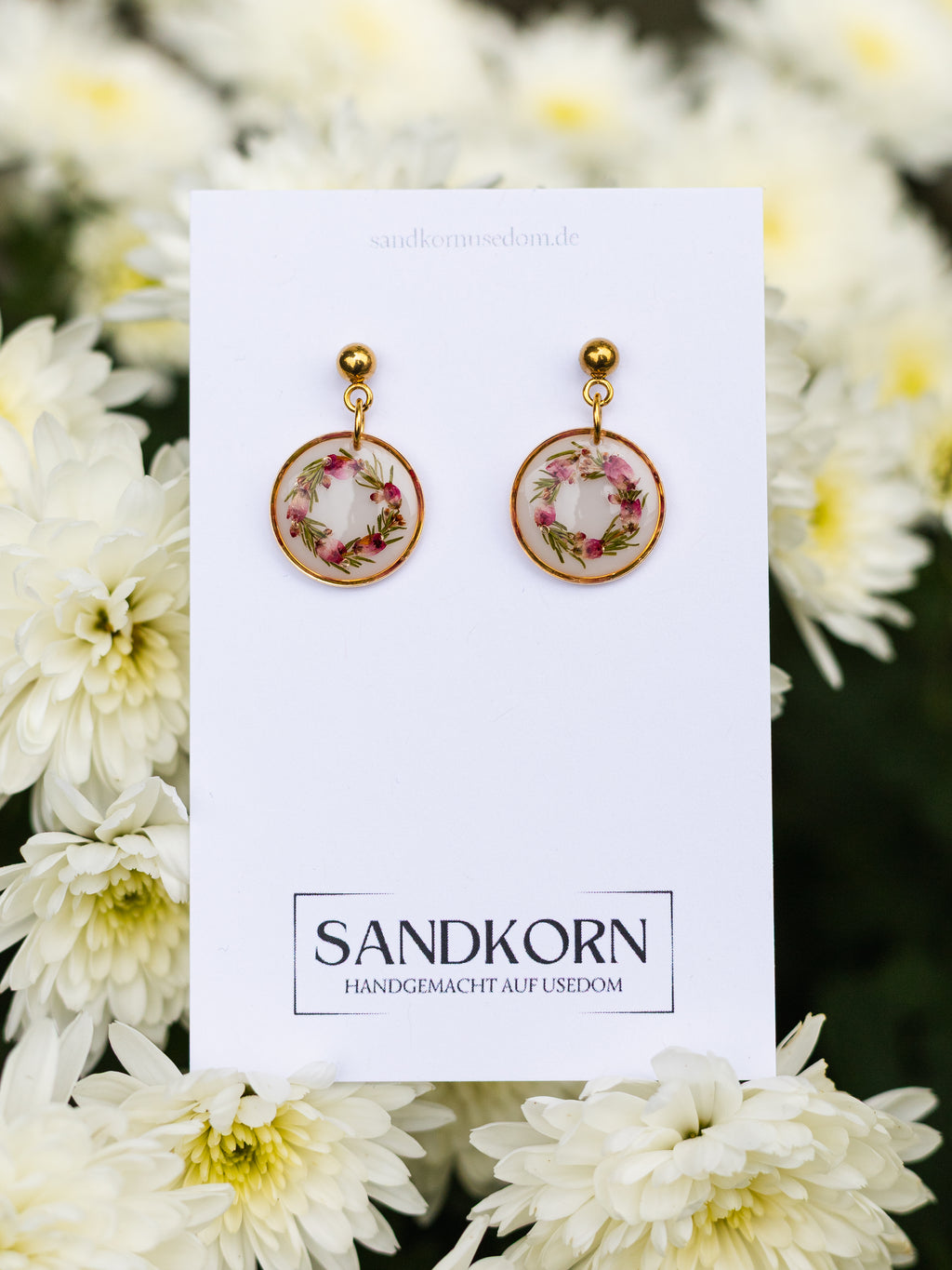 Ohrringe mit Glockenheide-Kranz