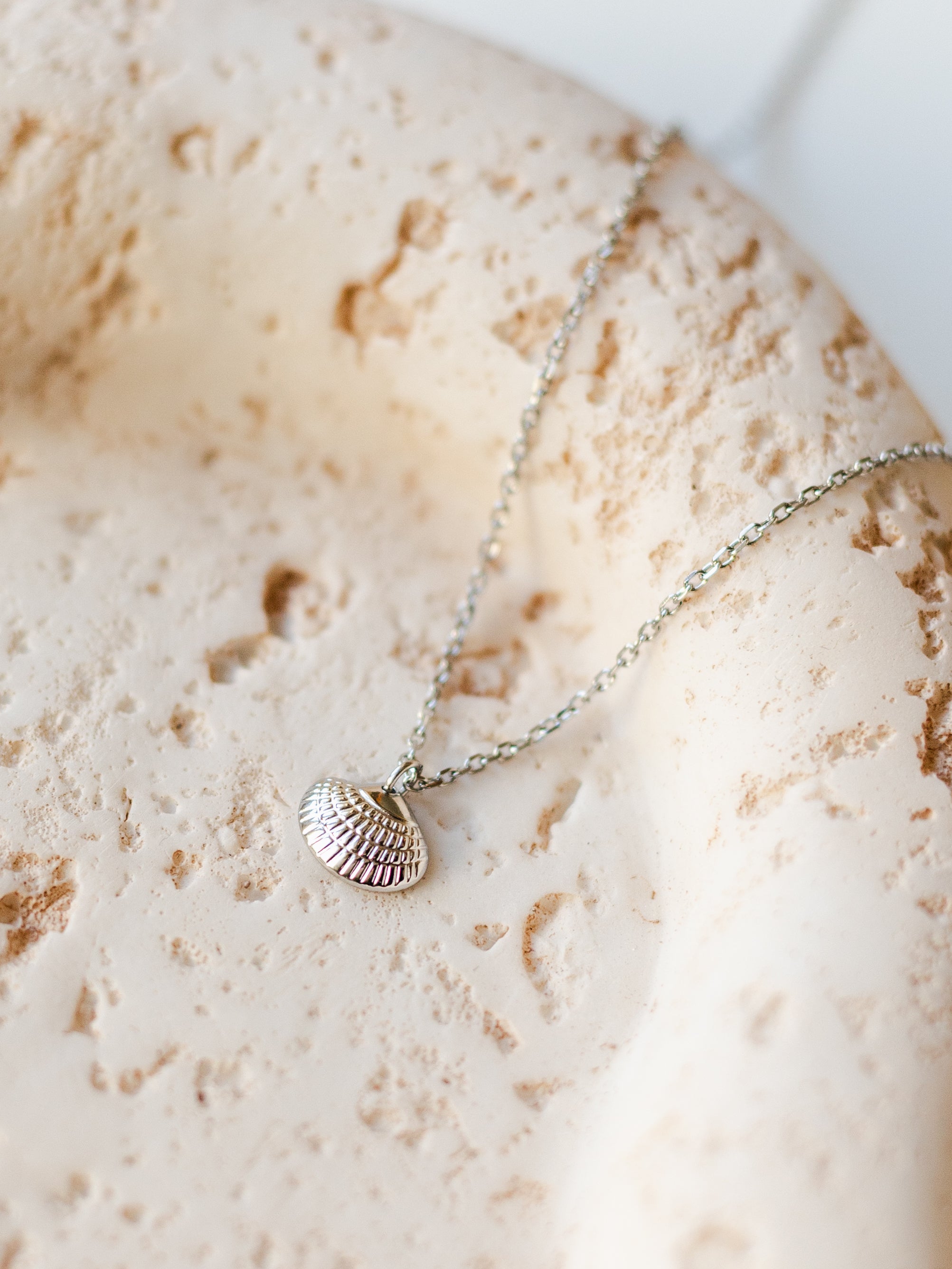 Halskette mit winziger Muschel