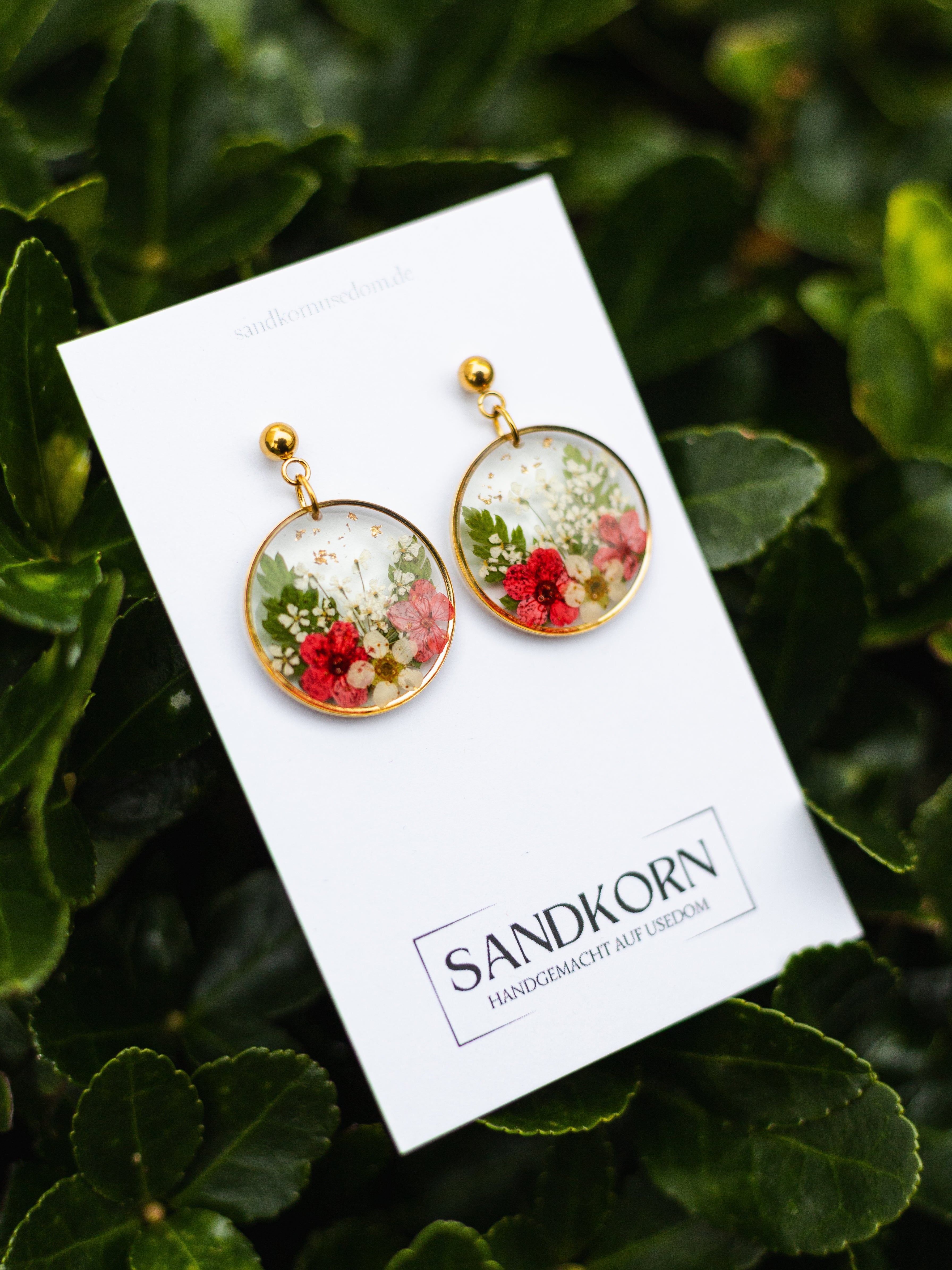 Ohrringe mit Spiere, Wilder Möhre und Farn