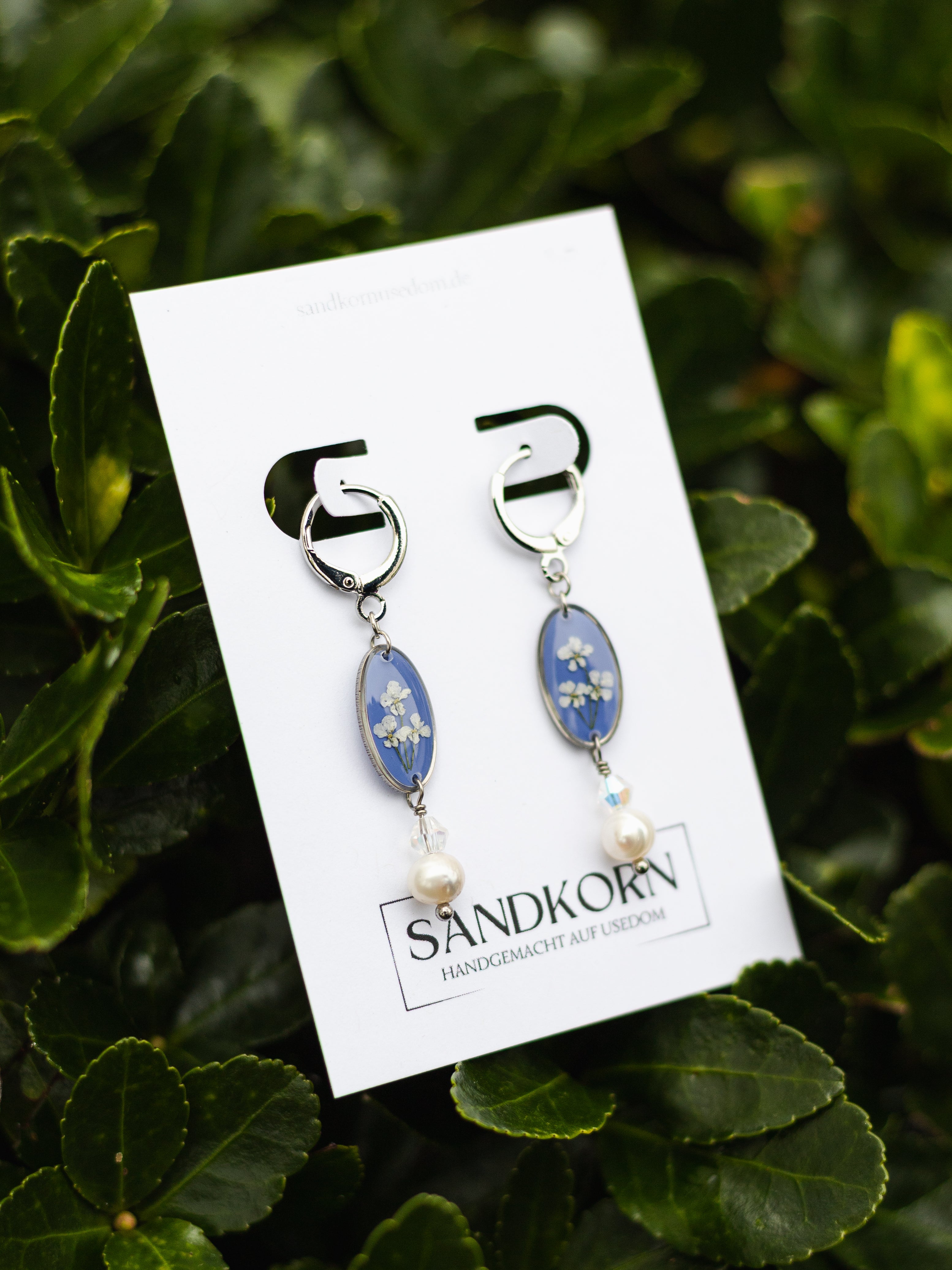 Ohrringe mit Wilder Möhre und Süßwasserperlen